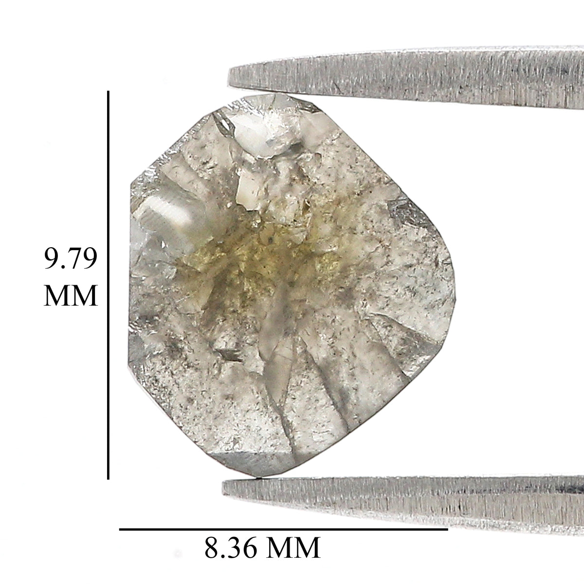 Natural Slice Salt and Pepper Diamond 1.37 CT Loose Rose Cut Black Grey Stone 9.79 MM Rustic Diamond For Custom Engagement Ring L3698