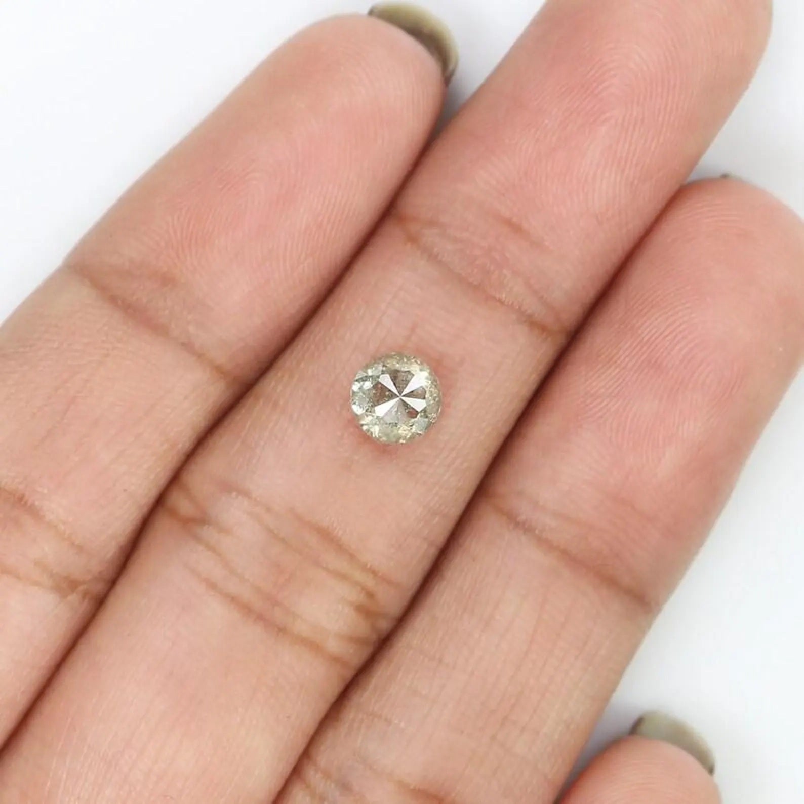 0.64 CT Natural Loose Round Shape Diamond Grey Color Round Cut Diamond 5.10 MM Natural Diamond Green Color Round Rose Cut Diamond NQ396