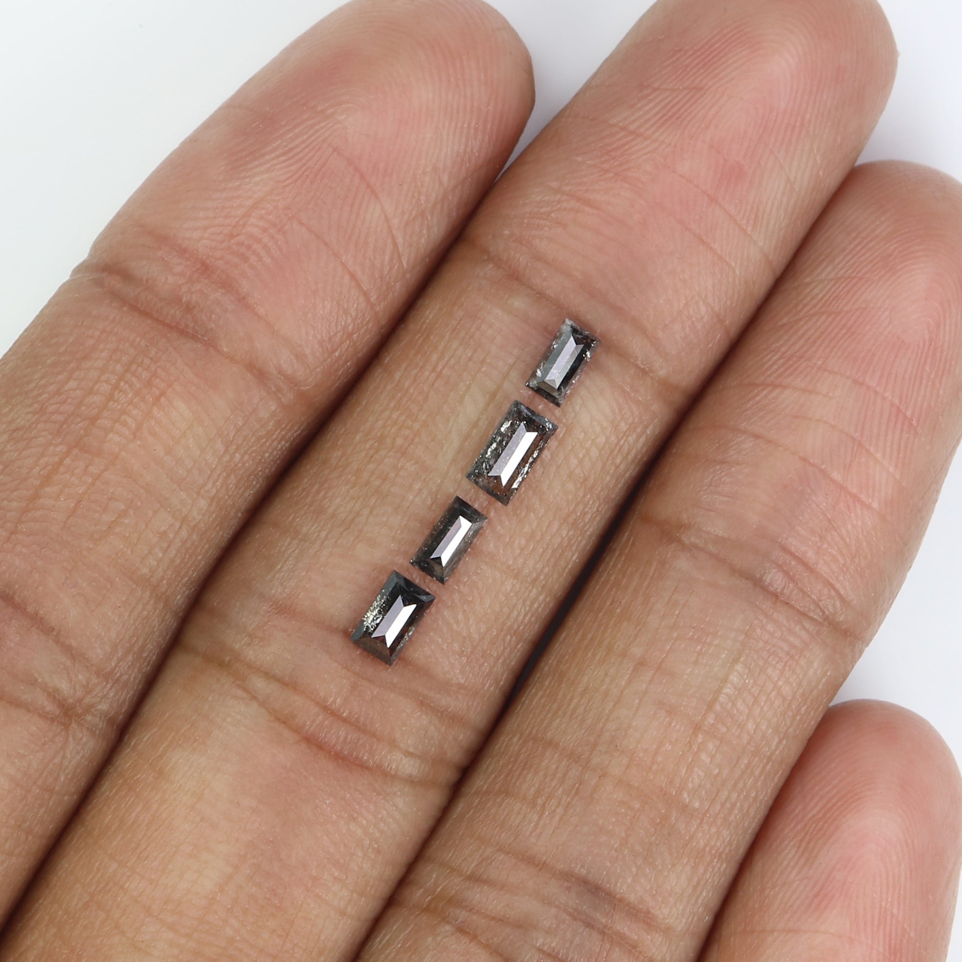 0.59 CT Natural Loose Baguette Shape Diamond Salt And Pepper Baguette Diamond 4.75 MM Natural Black Grey Baguette Rose Cut Diamond LQ2815