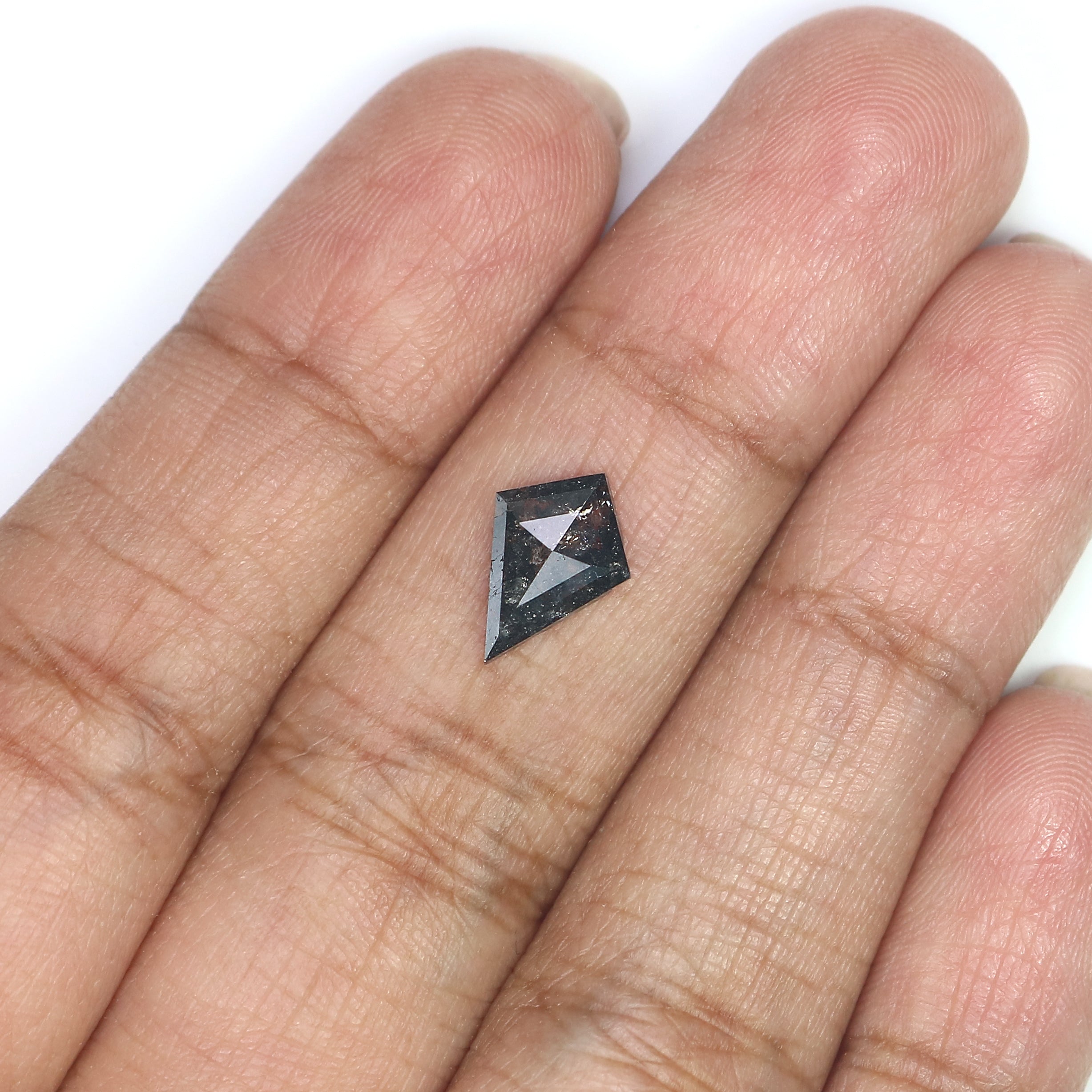 0.98 CT Natural Loose Kite Shape Diamond Salt And Pepper Kite Diamond 10.55 MM Natural Loose Black Grey Color Kite Rose Cut Diamond L3408