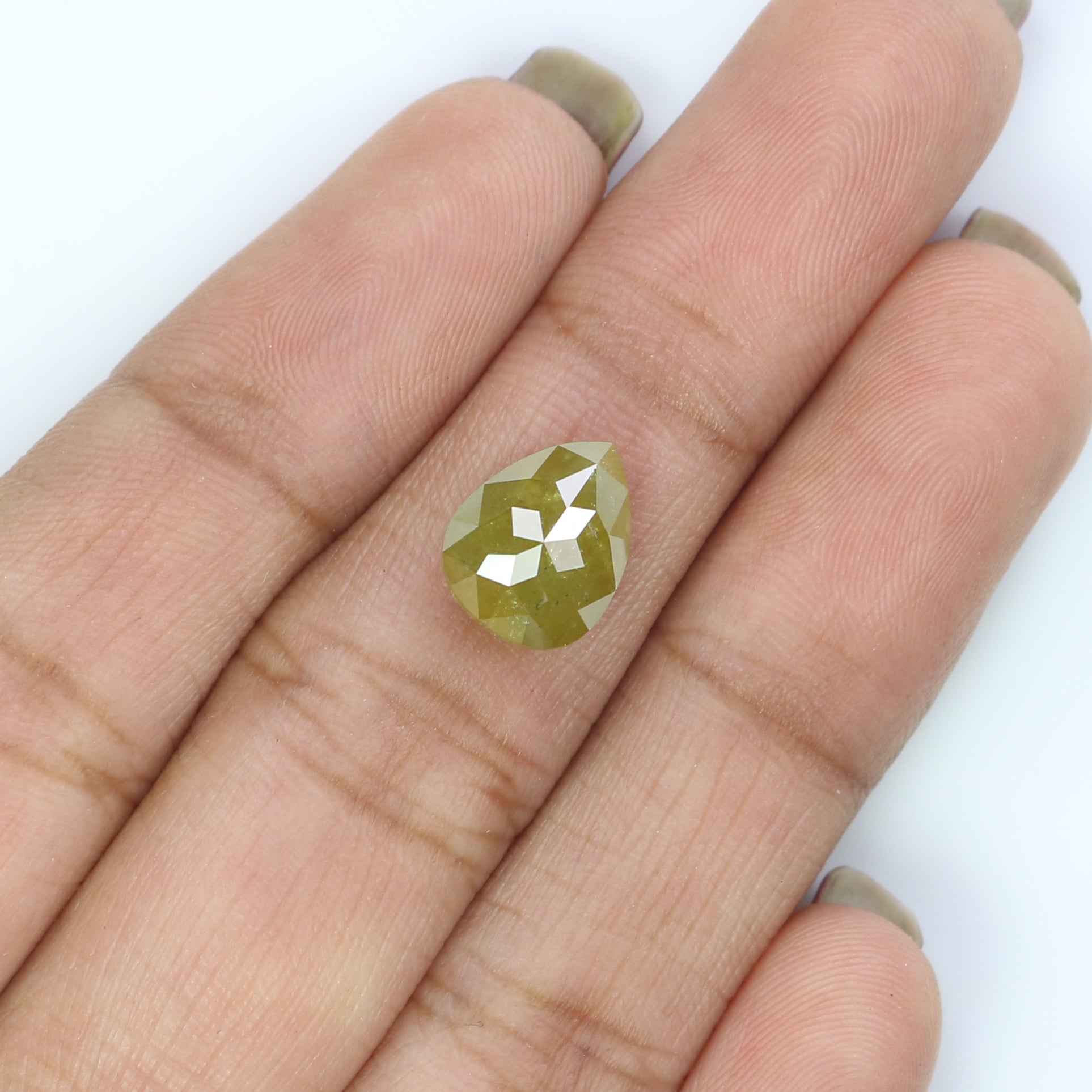 2.71 CT Natural Loose Pear Shape Diamond Yellow Color Pear Cut Diamond 10.00 MM Natural Loose Yellow Diamond Pear Rose Cut Diamond LQ2874