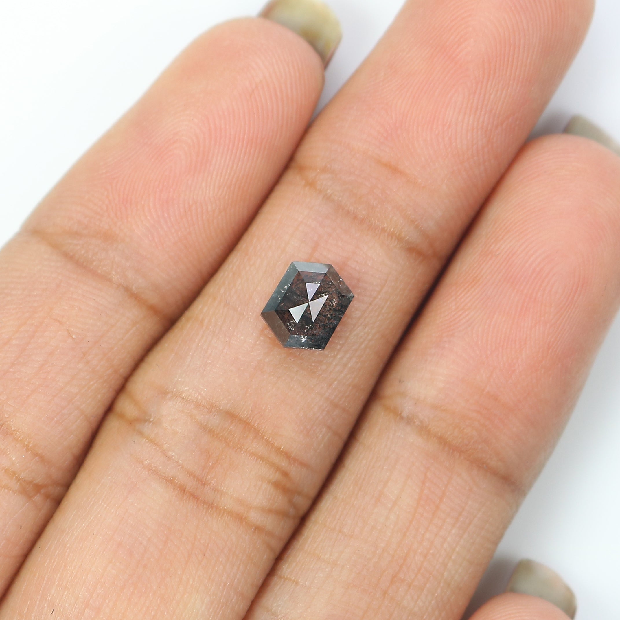 Natural Loose Hexagon Diamond, Salt And Pepper Hexagon Diamond, Natural Loose Diamond, Hexagon Cut Diamond, 0.85 CT Hexagon Shape L2966