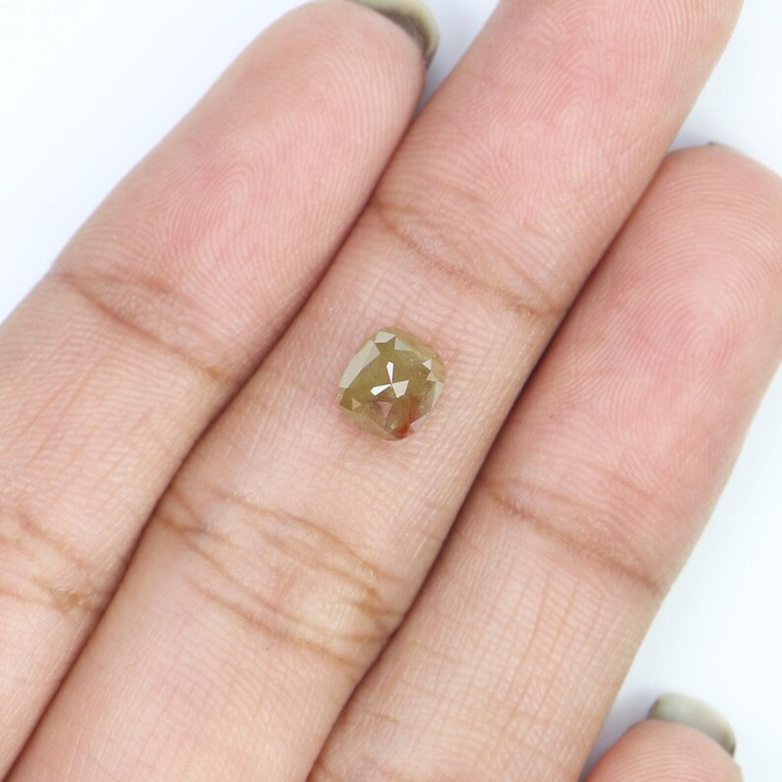 1.18 CT Natural Loose Cushion Shape Diamond Green Brown Color Diamond 5.95 MM Natural Loose Diamond Cushion Shape Rose Cut Diamond NQ8049