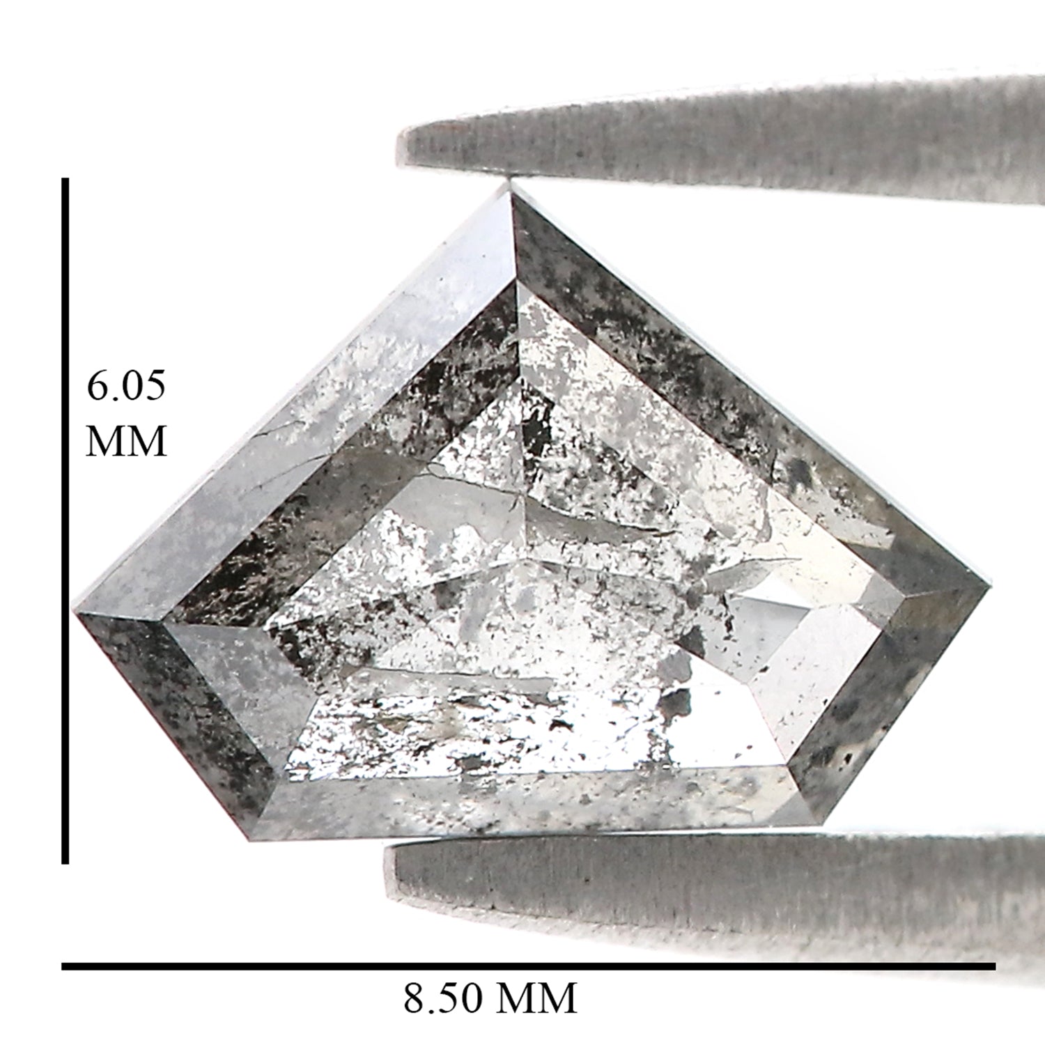 1.17 Ct Natural Loose Shield Shape Diamond Salt And Pepper Shield Cut Diamond 6.05 MM Black Gray Color Shield Shape Rose Cut Diamond QL285