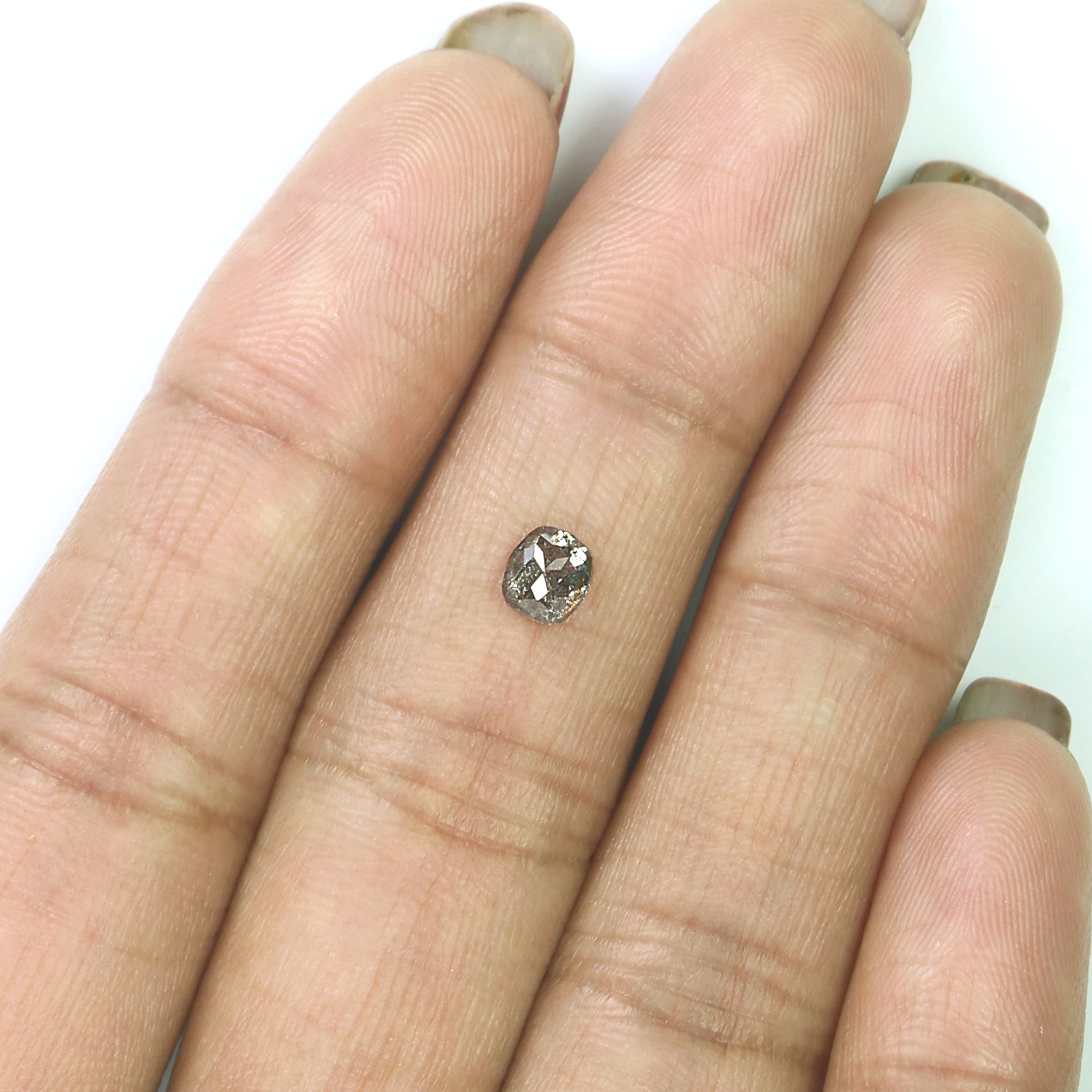 0.53 CT Natural Loose Cushion Shape Diamond Salt And Pepper Cushion Cut Diamond 4.85 MM Natural Black Grey Cushion Rose Cut Diamond L3603