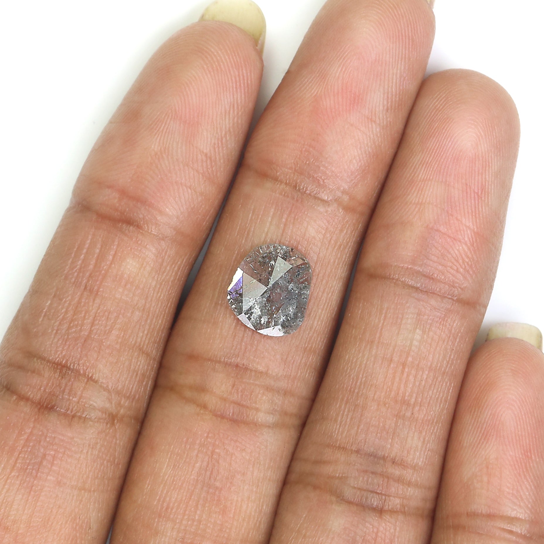 0.71 CT Natural Loose Slice Shape Diamond Salt And Pepper Slice Cut Diamond 9.20 MM Natural Black Grey Diamond Irregular Cut Diamond N2638