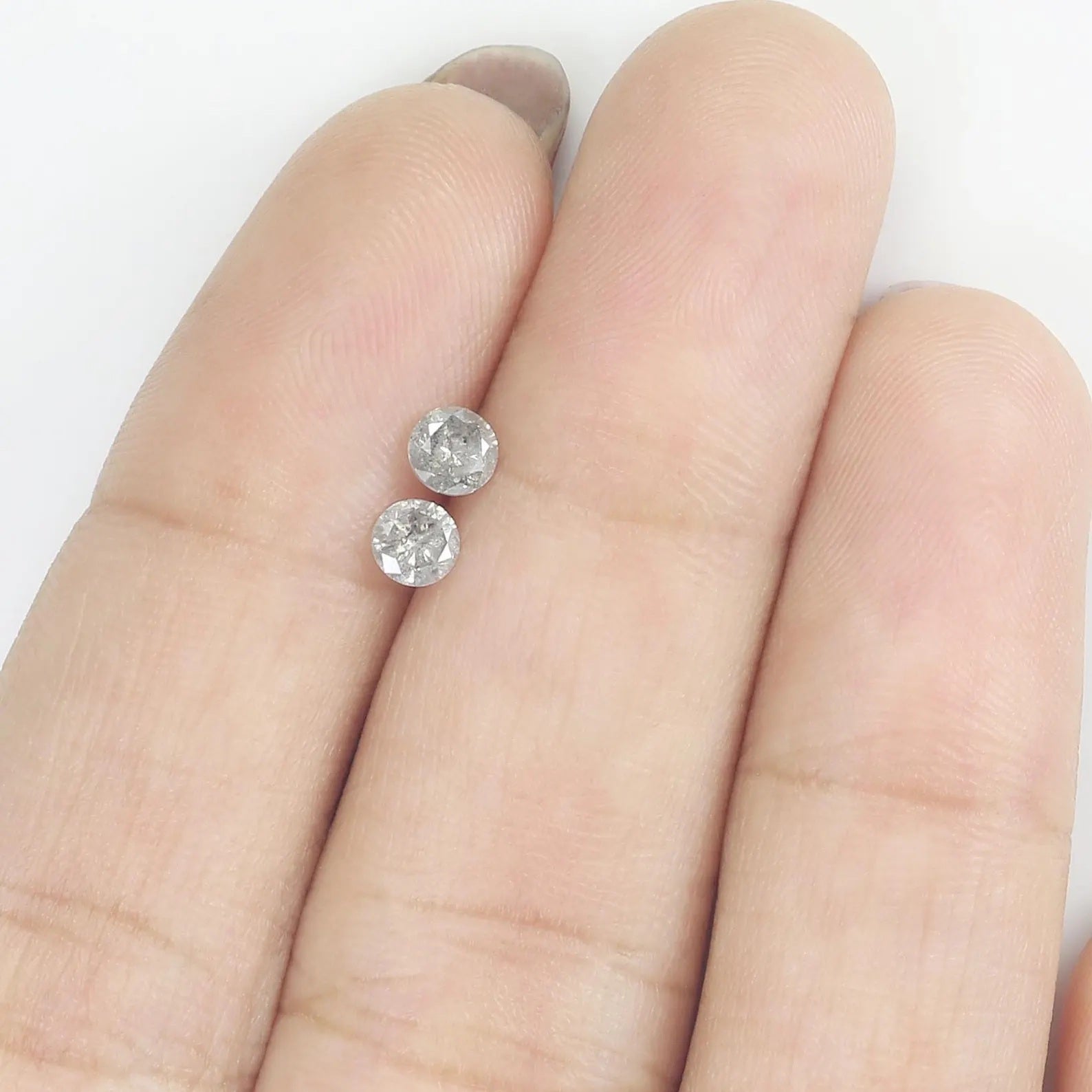 0.40 CT Natural Loose Round Shape Pair Diamond Salt And Pepper Round Diamond 3.65 MM Natural Black Grey Round Brilliant Cut Diamond NQ2289