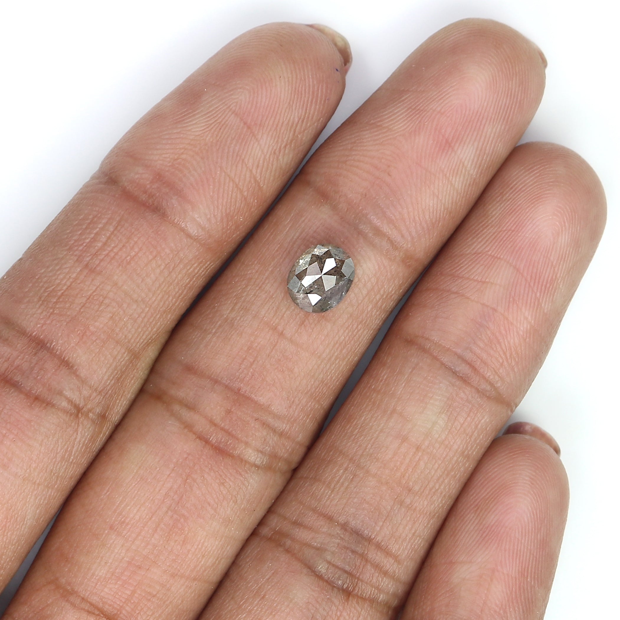 1.17 CT Natural Loose Oval Shape Diamond Salt And Pepper Oval Rose Cut Diamond 6.70 MM Black Grey Color Oval Shape Rose Cut Diamond QL8693