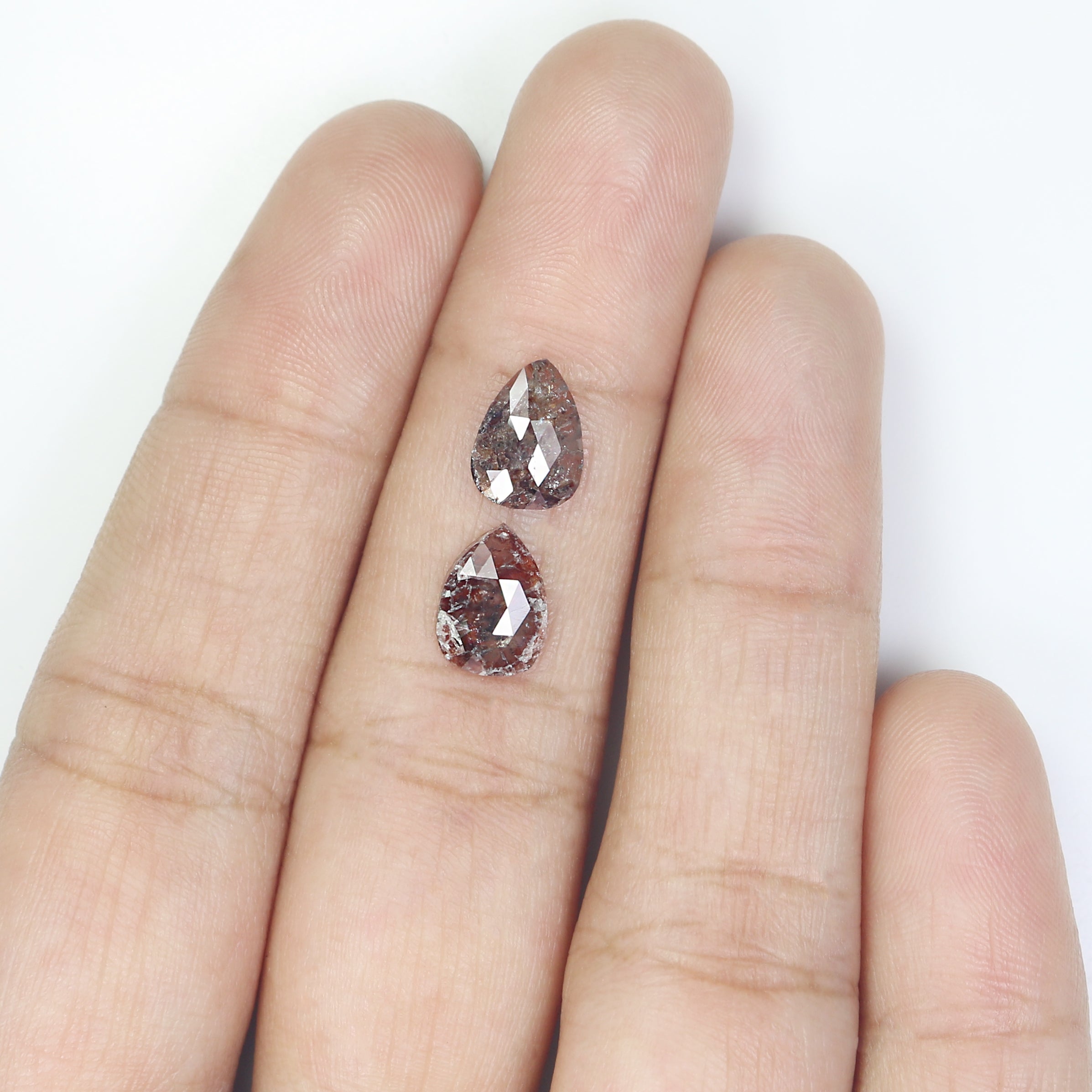 2.20 CT Natural Loose Pear Cut Pair Diamond Brown Color Pear Shape Diamond 8.80 MM Natural Loose Brown Color Pear Rose Cut Diamond N8217