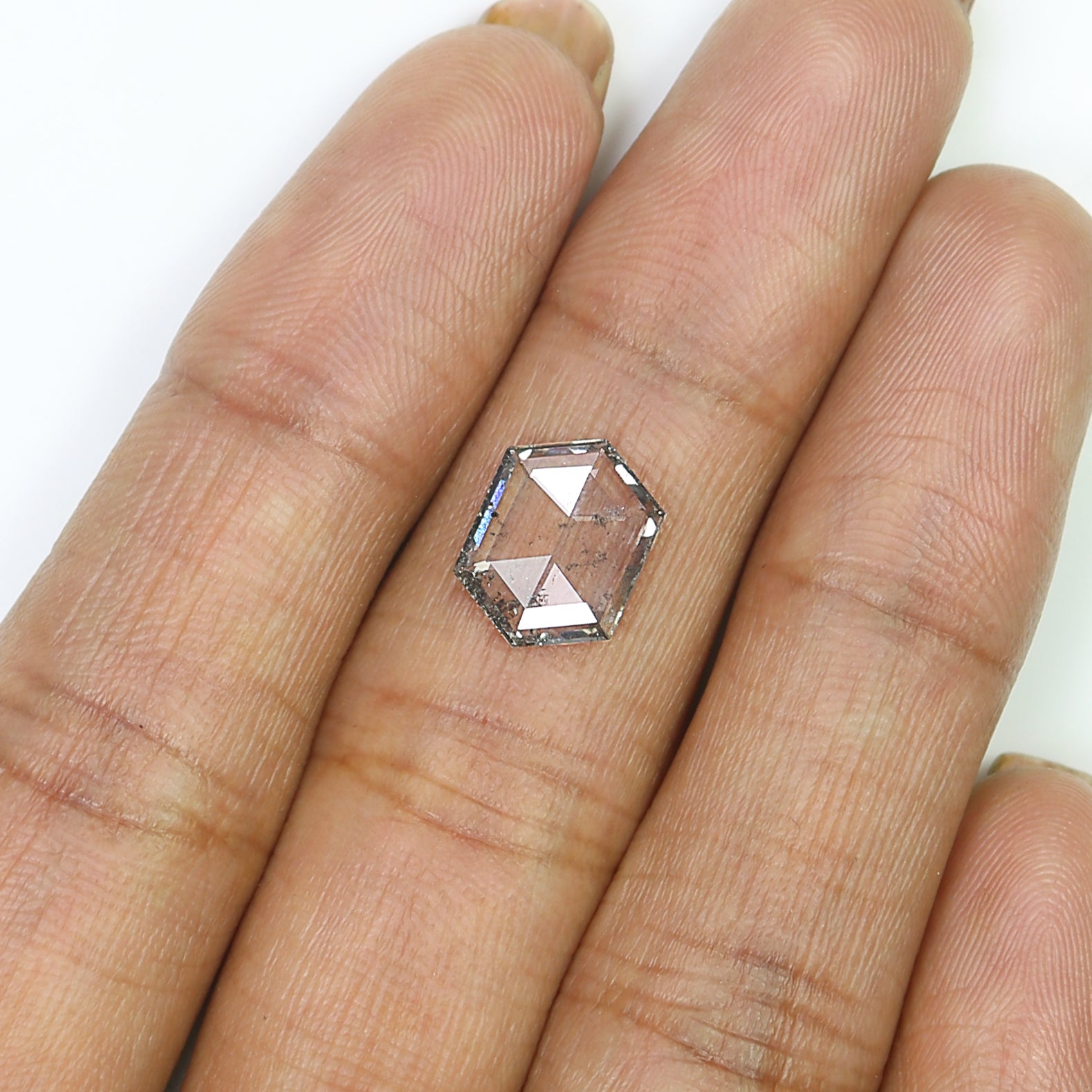 1.54 CT Hexagon Rose Cut Salt And Pepper Lab Grown 10.85 MM Loose Diamond CVD Fancy Black Grey Color Lab Created Antique Cut Diamonds N2641