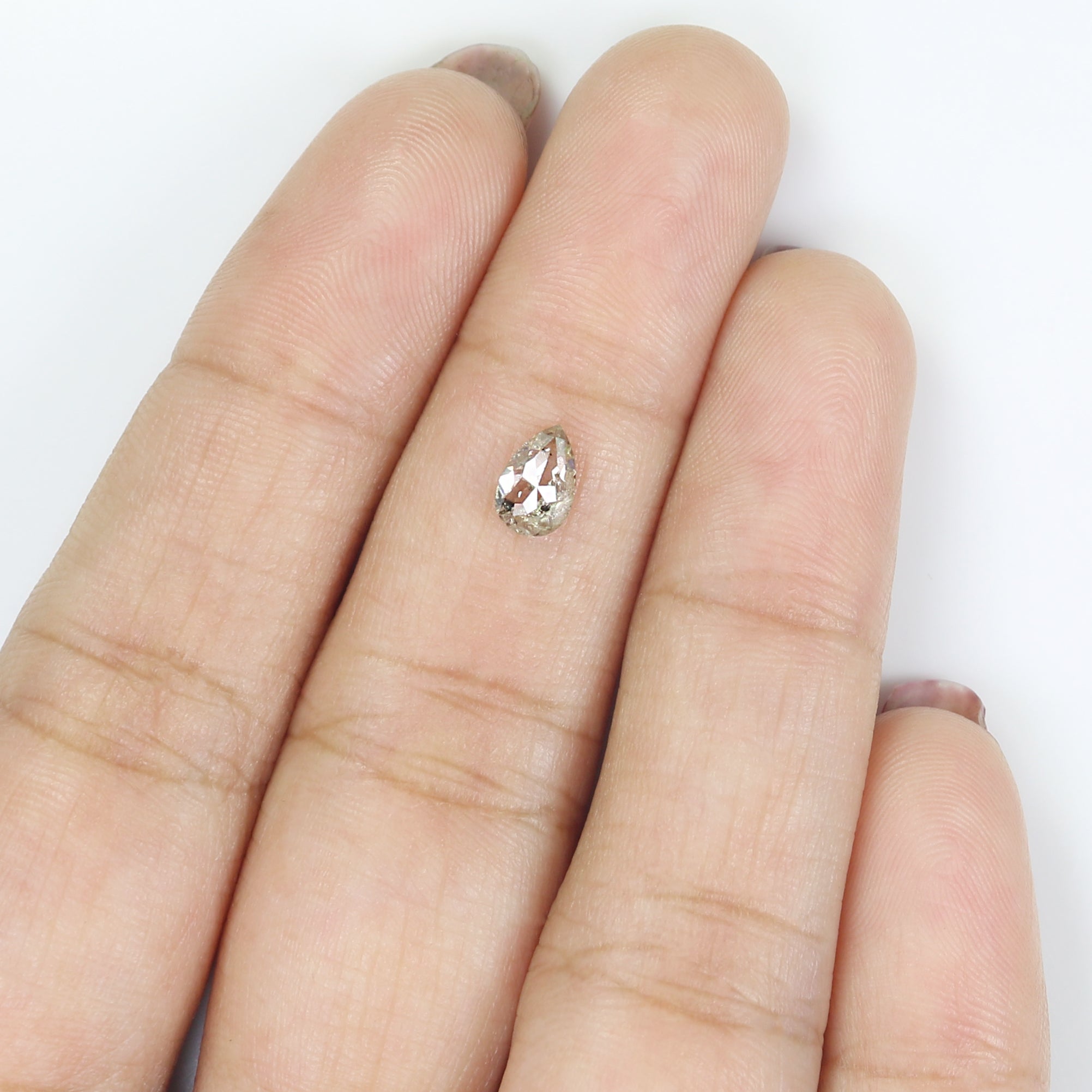 0.54 CT Natural Loose Pear Diamond Salt And Pepper Pear Diamond Natural Loose Pear Diamond 6.45 MM Pear Rose Cut Diamond Pear Diamond LQ378