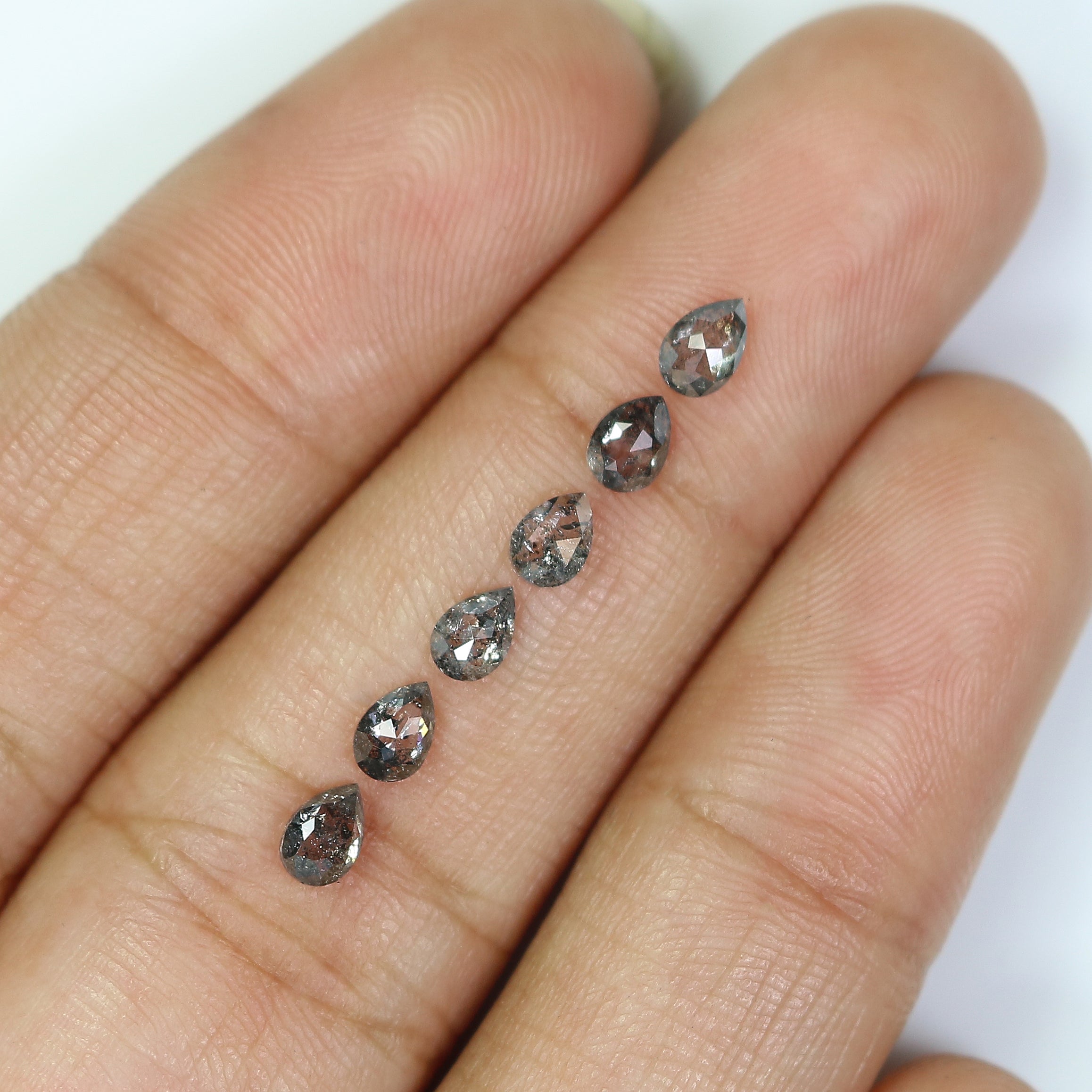 1.01 CT Natural Loose Pear Shape Diamond Salt And Pepper Pear Diamond 4.40 MM Natural Loose Black Grey Color Pear Rose Cut Diamond QL1275