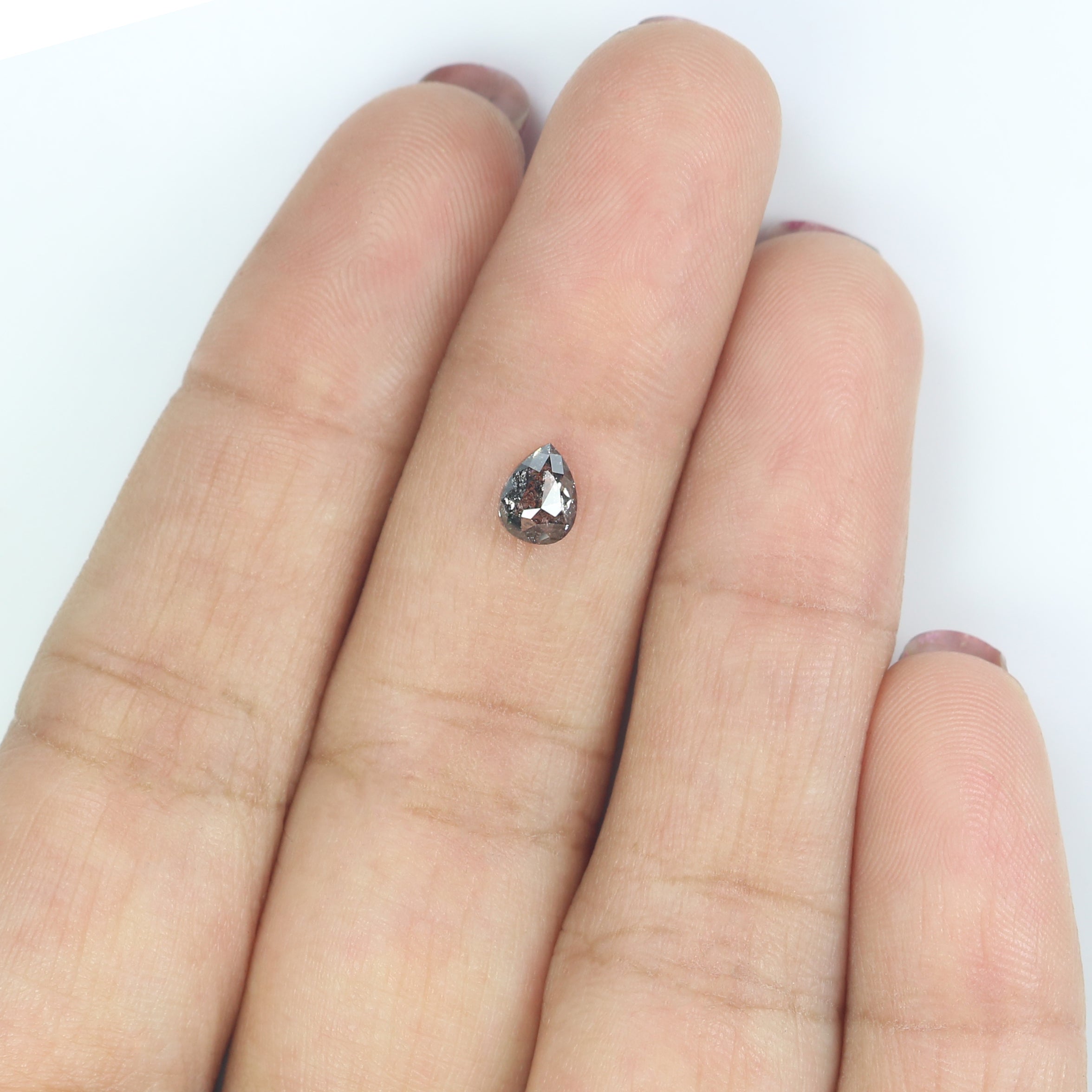 0.52 Ct Natural Loose Pear Shape Diamond Salt And Pepper Pear Cut Diamond 5.55 MM Natural Black Grey Diamond Pear Rose Cut Diamond LQ9020