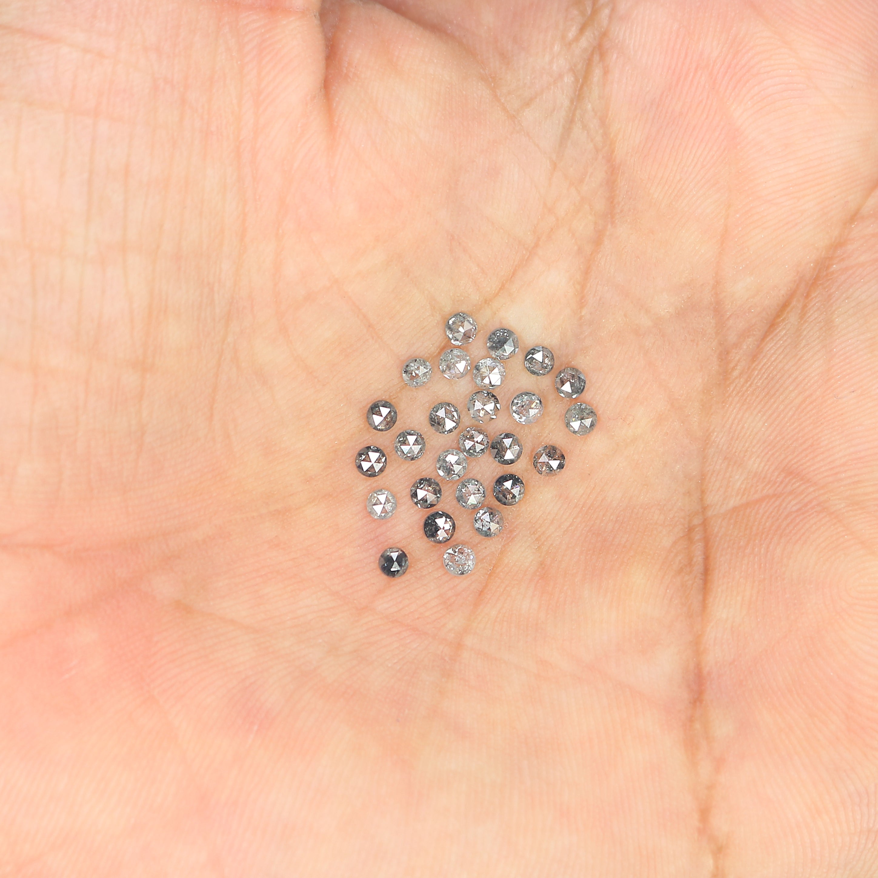 1.19 Ct Natural Loose Round Rose Cut Diamond Salt And Pepper Round Diamond 2.10 MM Natural Black Grey Color Round Rose Cut Diamond KQ2429