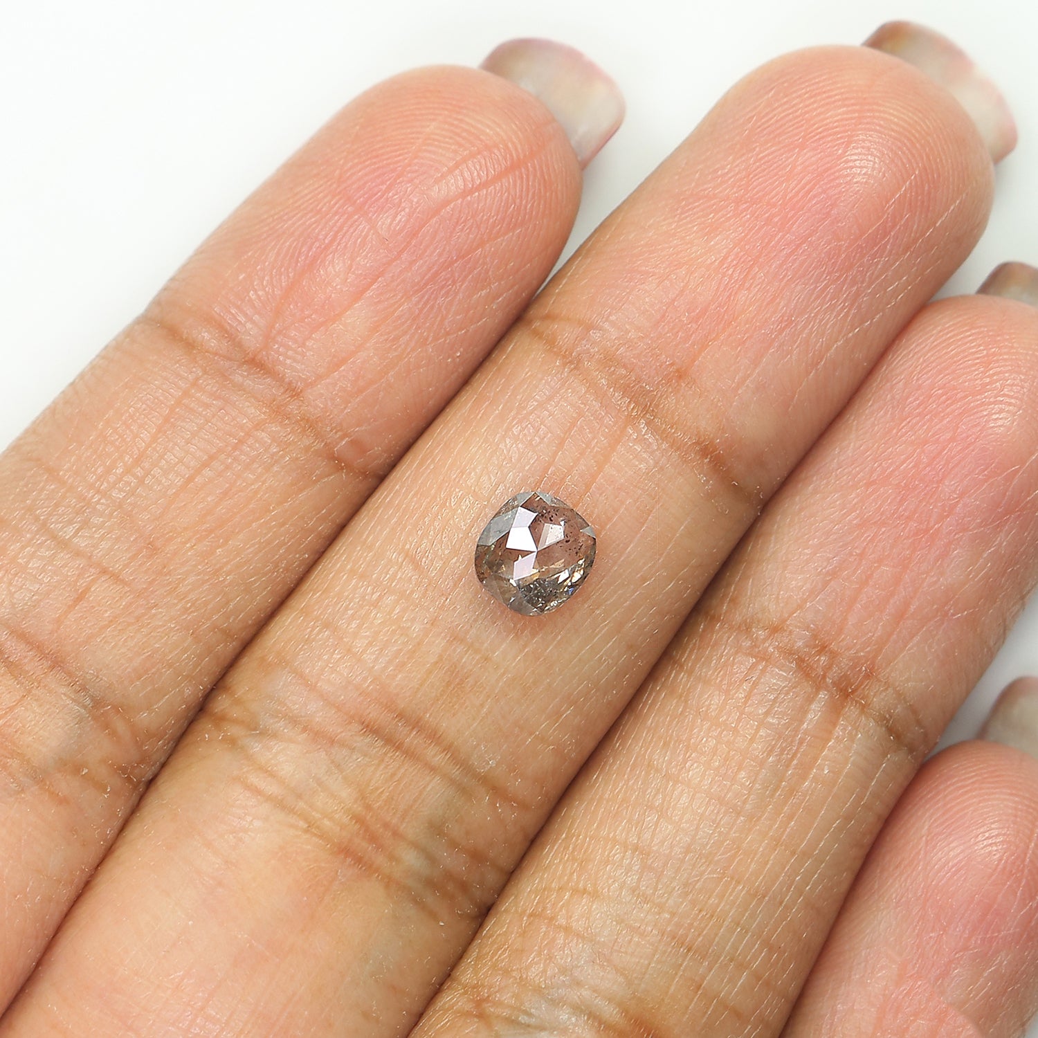 0.76 CT Natural Loose Cushion Shape Diamond Salt And Pepper Cushion Shape Diamond 5.65 MM Black Grey Color Cushion Rose Cut Diamond QL533