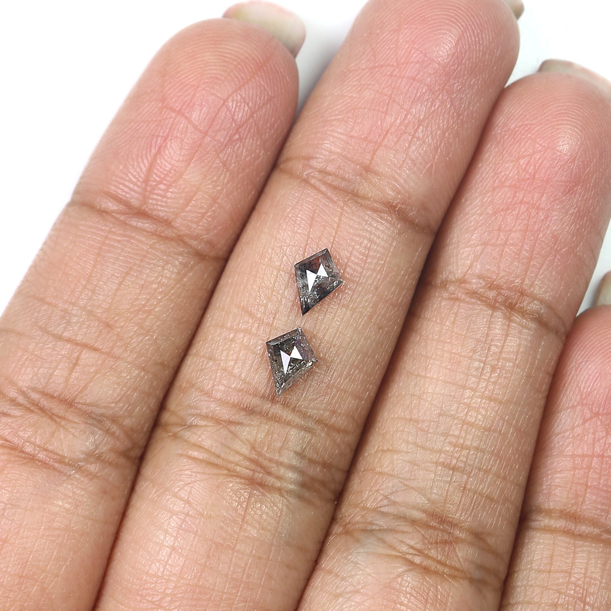 0.67 CT Natural Loose Kite Cut Pair Diamond Salt And Pepper Kite Shape Diamond 6.20 MM Natural Black Grey Color Kite Rose Cut Diamond LQ2736