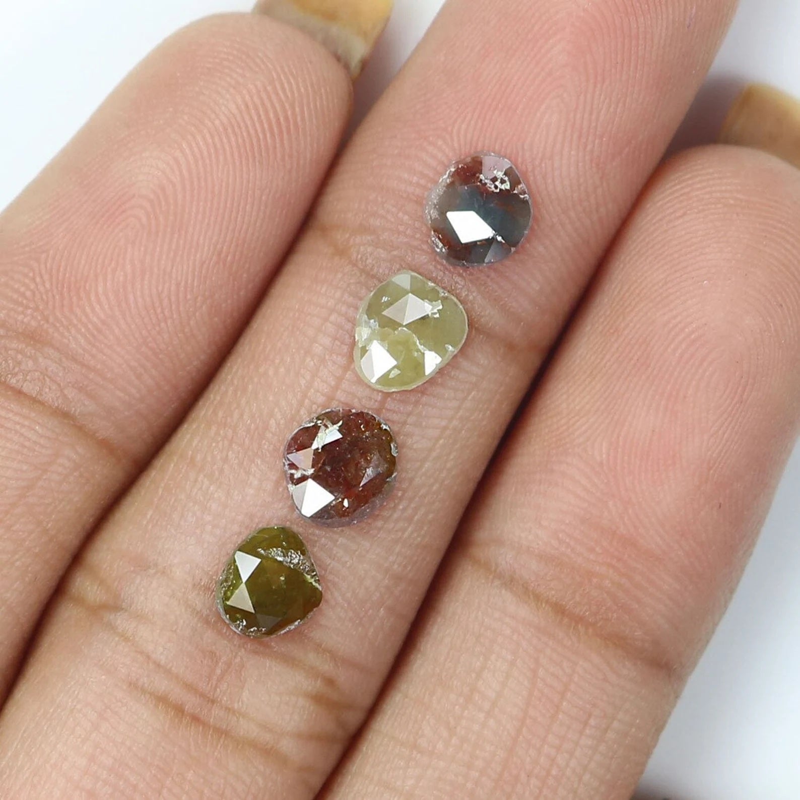 1.51 CT Natural Loose Slice Shape Diamond Mix Color Irregular Cut Diamond 5.40 MM Natural Diamond Mix Color Slice Rose Cut Diamond NQ2134