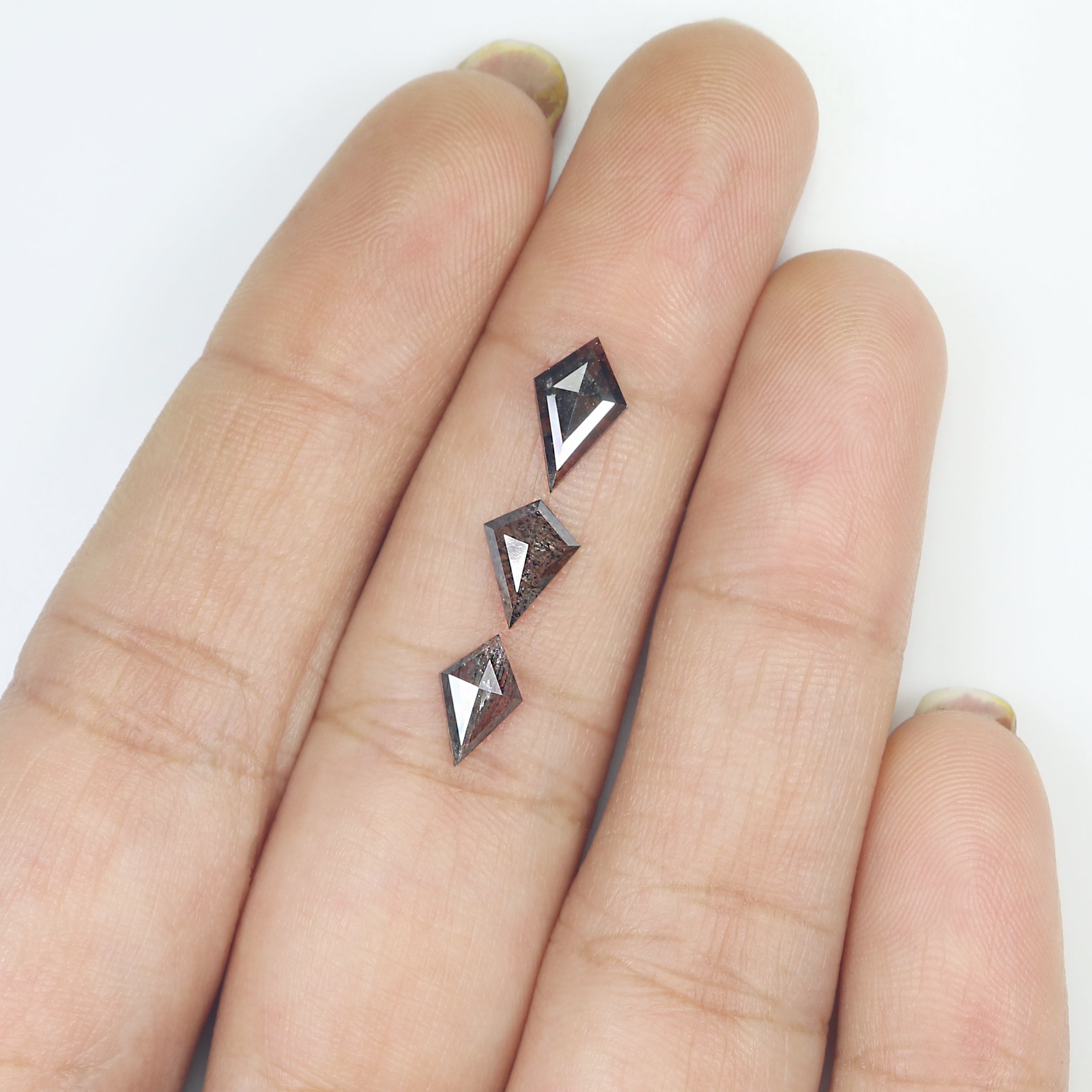 1.29 CT Natural Loose Kite Shape Diamond Salt And Pepper Kite Cut Diamond 9.20 MM Natural Black Grey Color Kite Rose Cut Diamond L3439
