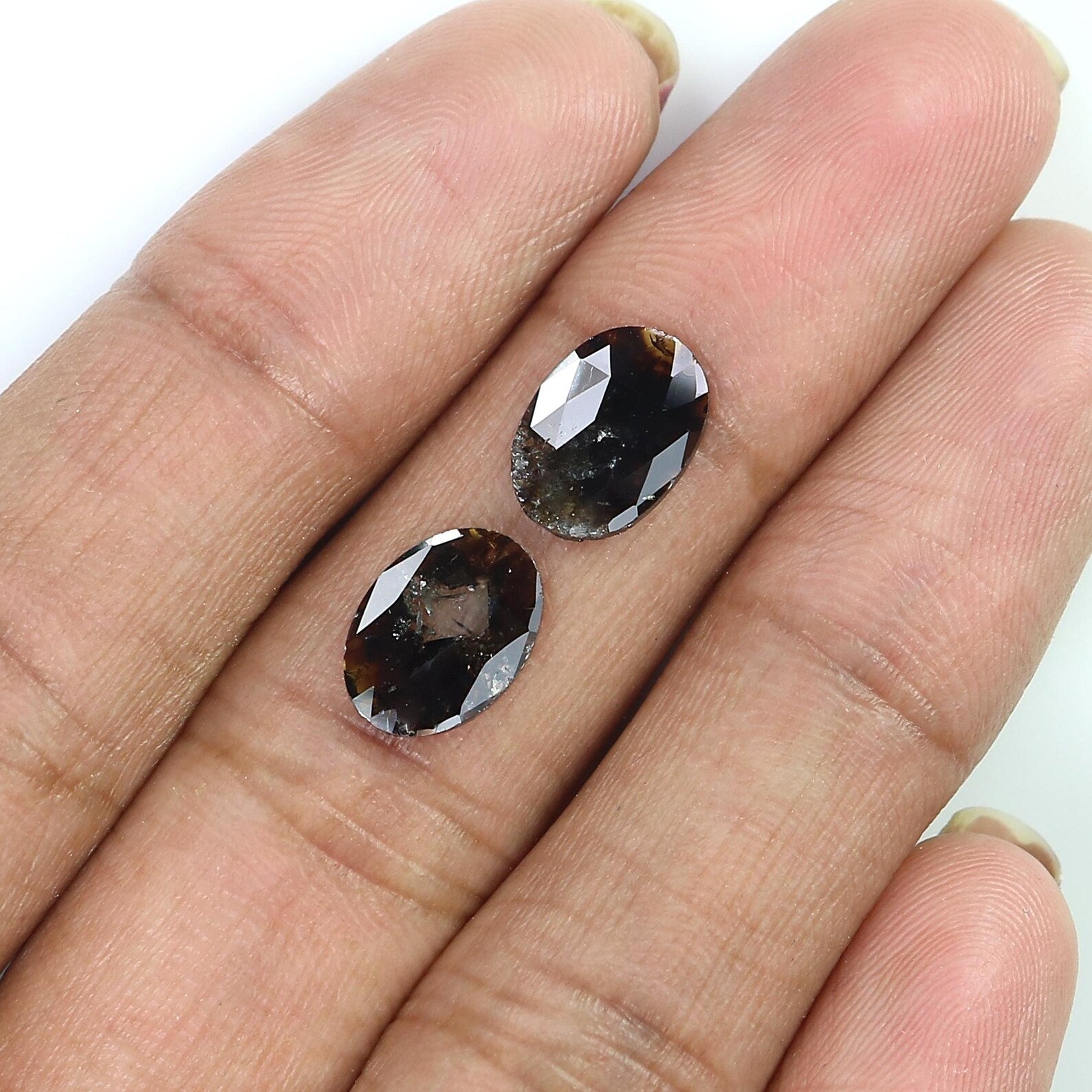 .88 CT Natural Loose Oval Cut Pair Diamond Brown Color Oval Shape Diamond 10.00 MM Natural Loose Brown Color Oval Rose Cut Diamond NQ8238