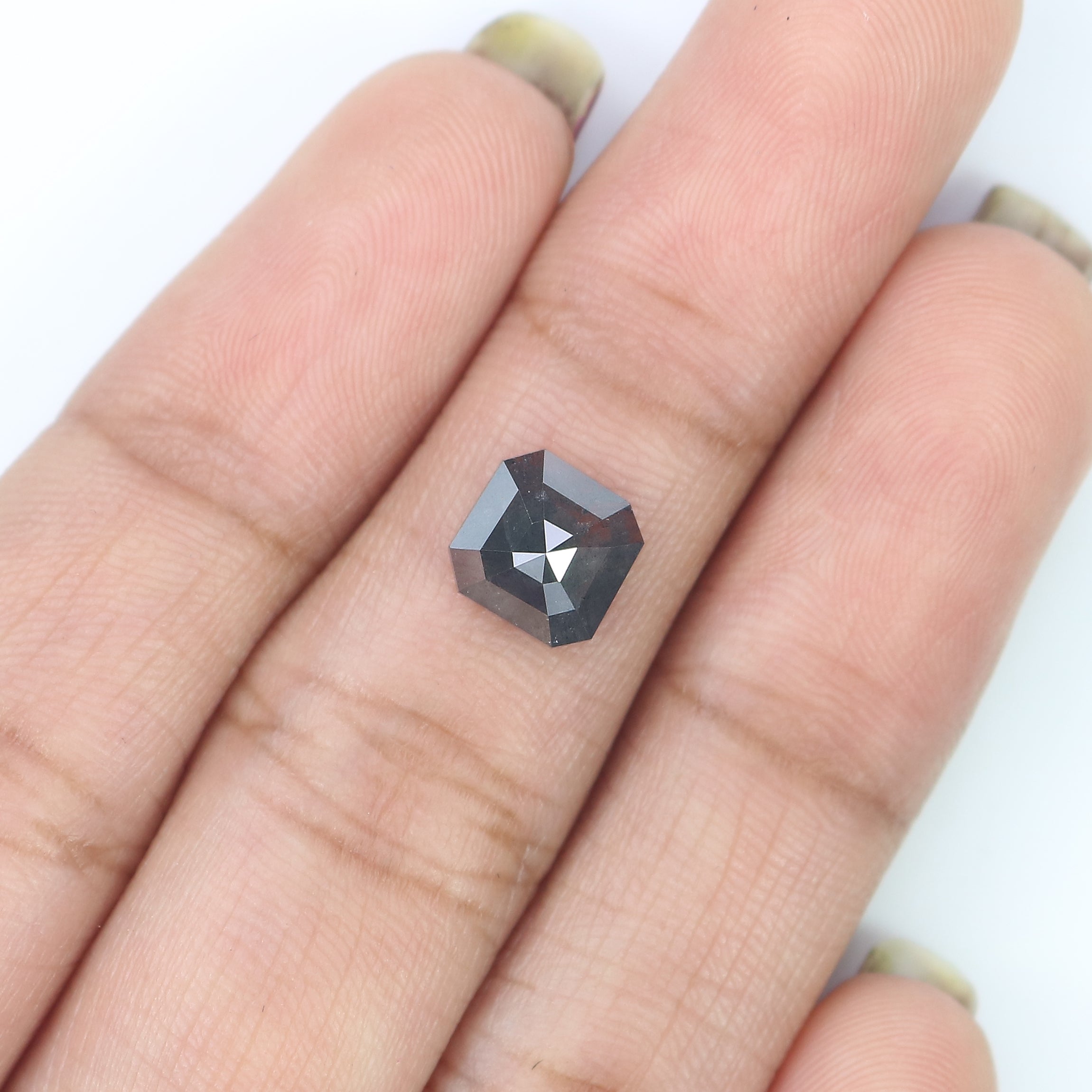 1.33 CT Natural Loose Asscher Shape Diamond Salt And Pepper Asscher Shape Diamond 6.90 MM Black Grey Color Asscher Rose Cut Diamond LQ3029