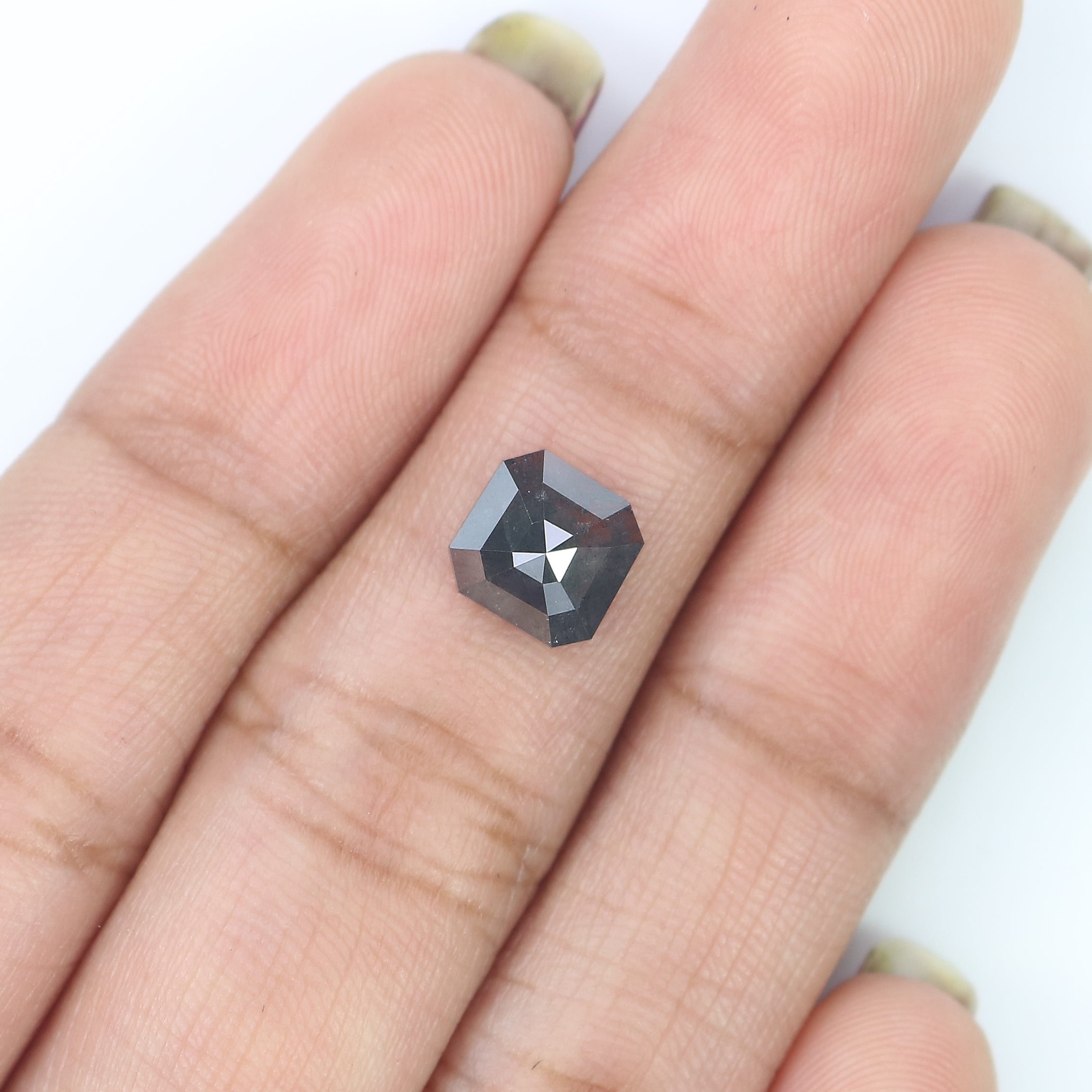 1.33 CT Natural Loose Asscher Shape Diamond Salt And Pepper Asscher Shape Diamond 6.90 MM Black Grey Color Asscher Rose Cut Diamond QL3029