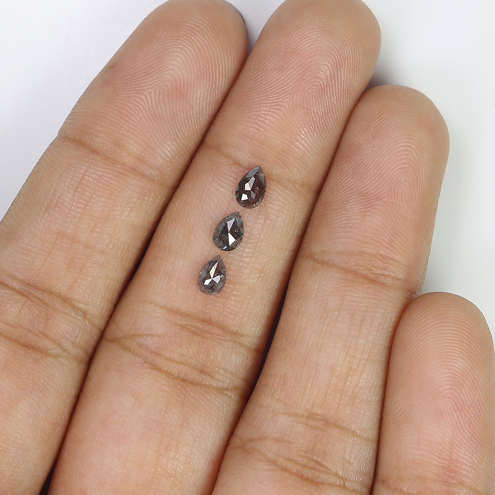 0.55 CT Natural Loose Pear Shape Diamond Salt And Pepper Pear Cut Diamond 4.50 MM Natural Black Grey Color Pear Rose Cut Diamond LQ2790