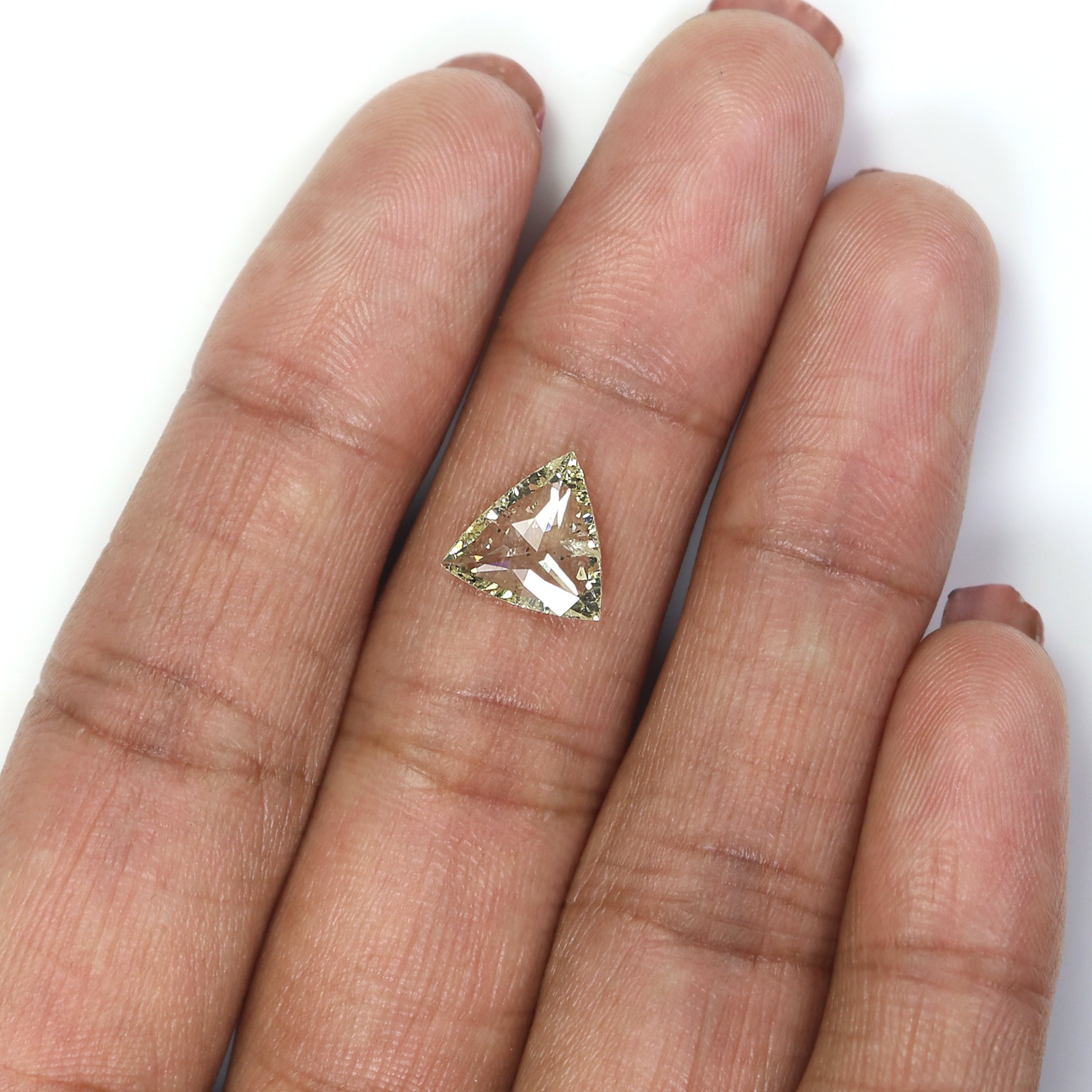 1.57 CT Natural Loose Triangle Shape Diamond Yellow Color Triangle Cut Diamond 9.25 MM Natural Yellow Color Triangle Rose Cut Diamond L3507