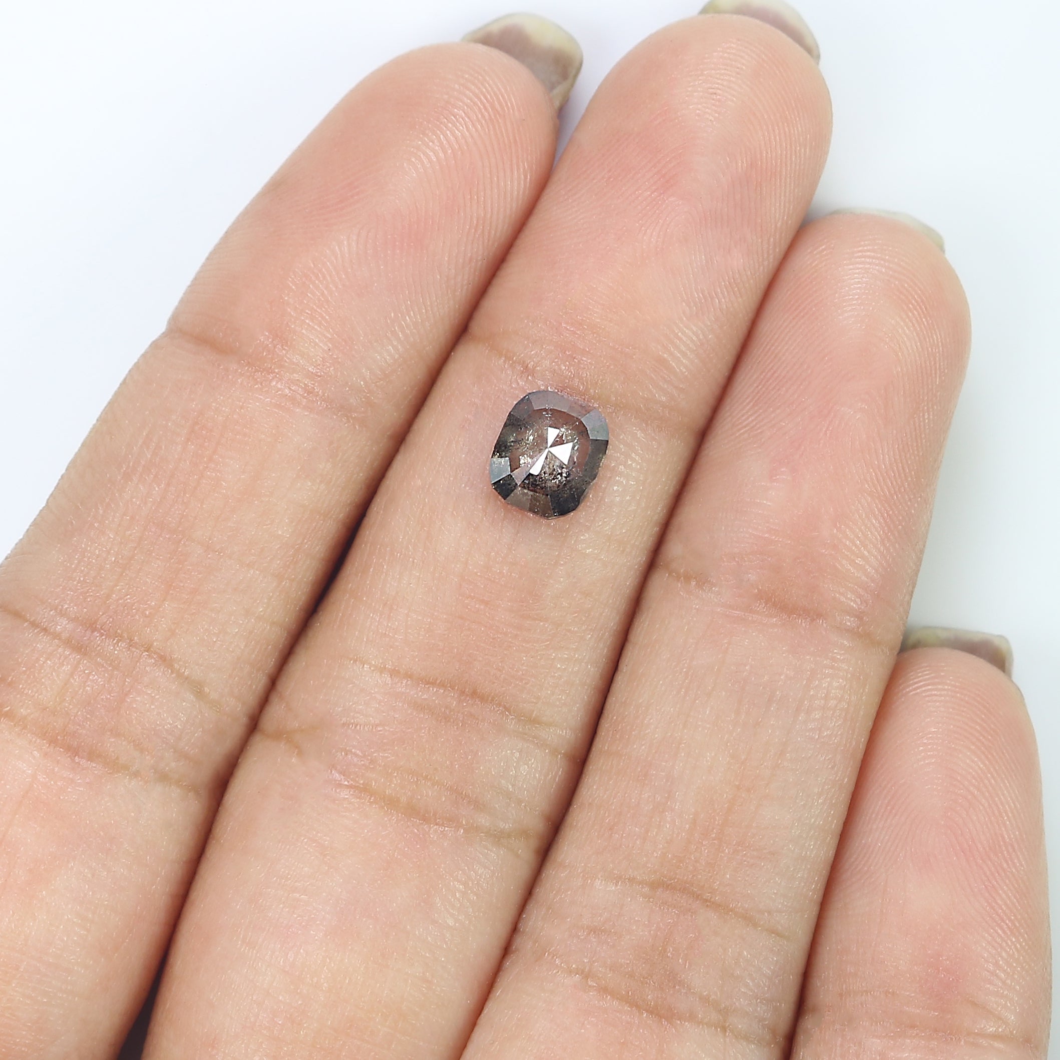 0.74 CT Natural Loose Cushion Shape Diamond Salt And Pepper Cushion Cut Diamond 6.40 MM Natural Black Grey Cushion Rose Cut Diamond LQ1784