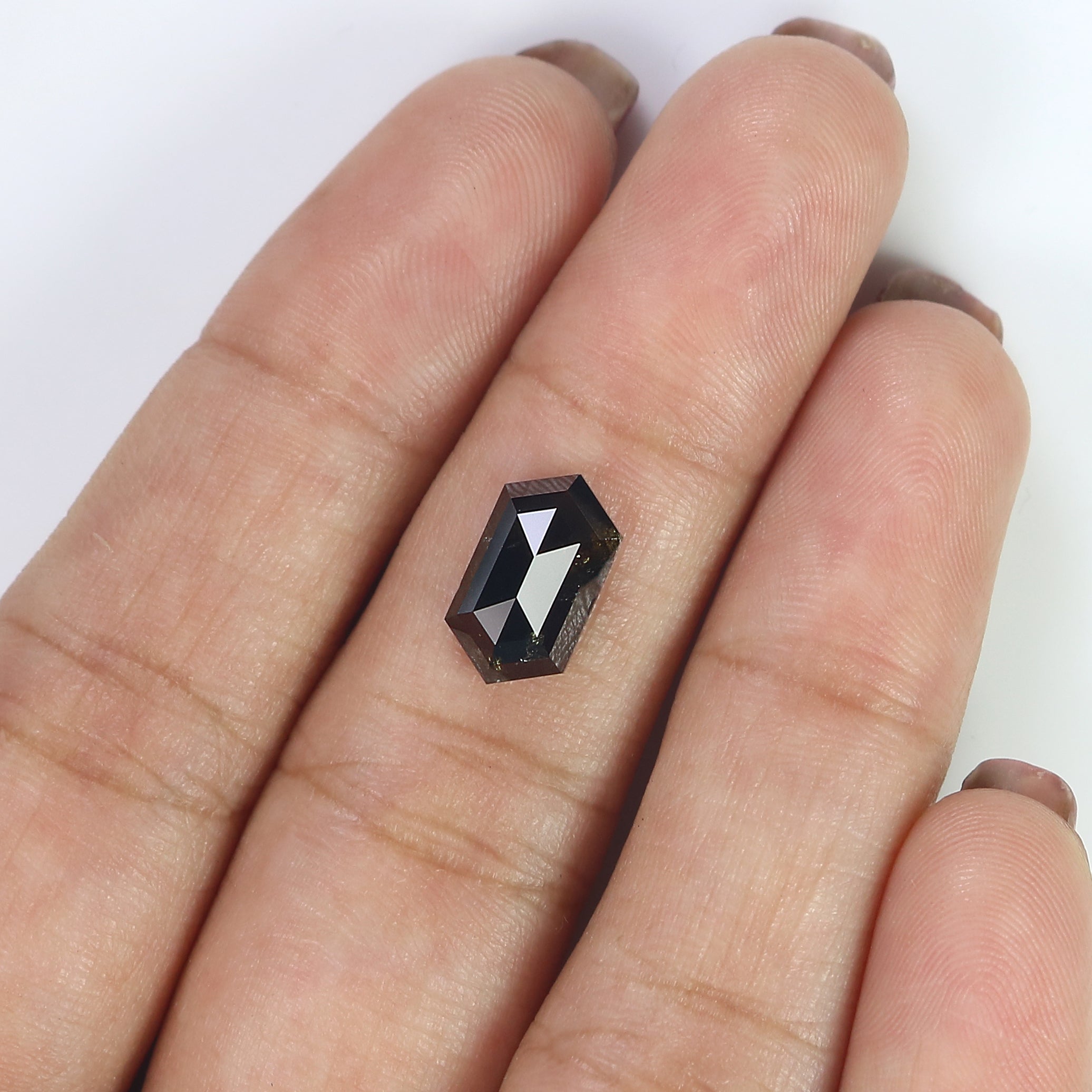 2.62 CT Natural Loose Hexagon Shape Diamond Black Color Hexagon Cut Diamond 11.50 MM Natural Brown Color Hexagon Rose Cut Diamond L3405