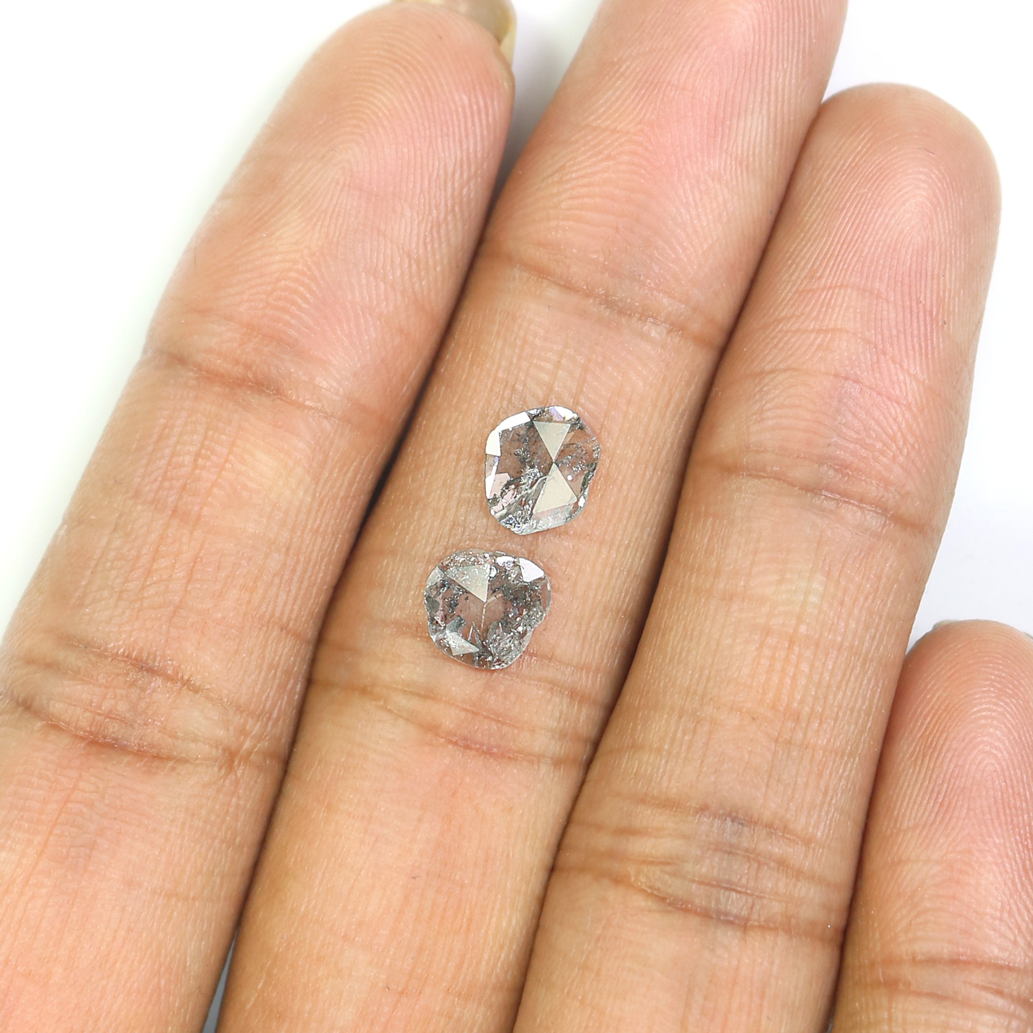 0.82 CT Natural Loose Slice Shape Diamond Salt And Pepper Slice Uncut Diamond 7.05 MM Natural Black Grey Diamond Irregular Cut Diamond L3562