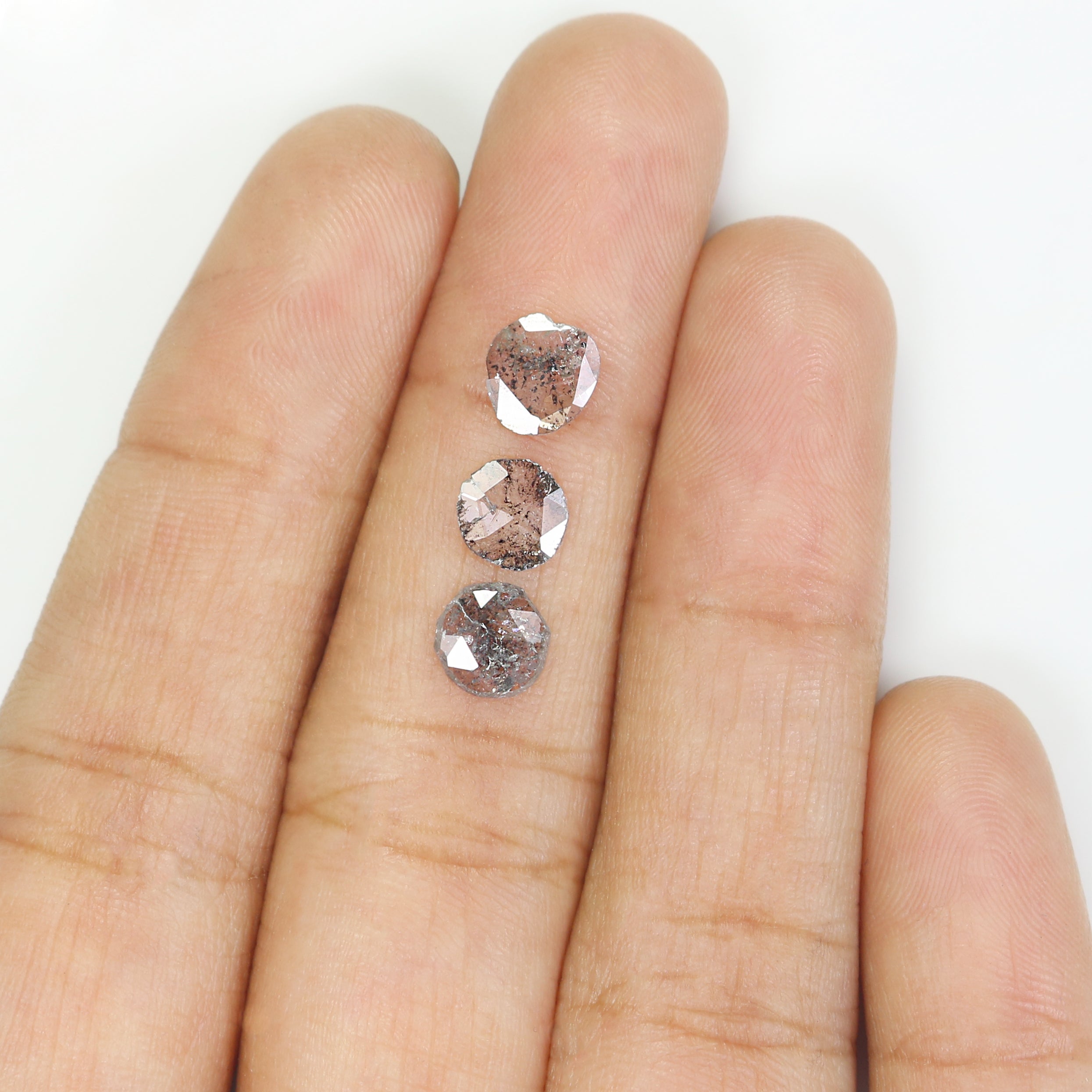 0.97 CT Natural Loose Slice Shape Diamond Salt And Pepper Slice Cut Diamond 6.35 MM Natural Black Grey Diamond Irregular Cut Diamond L3472