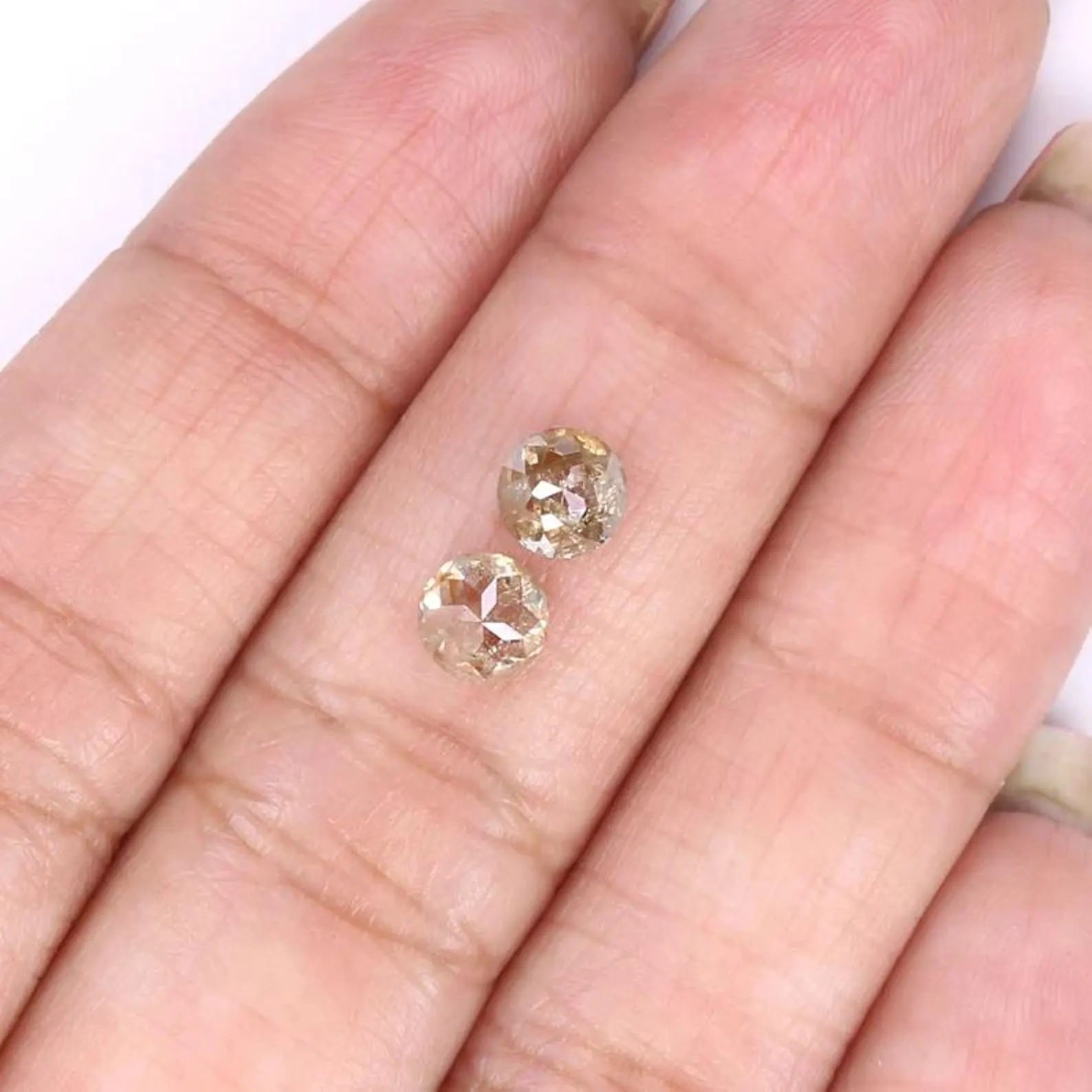 1.42 CT Natural Loose Round Cut Pair Diamond Light Brown Round Shape Diamond 5.00 MM Natural Loose Brown Color Round Rose Cut Diamond NQ1960