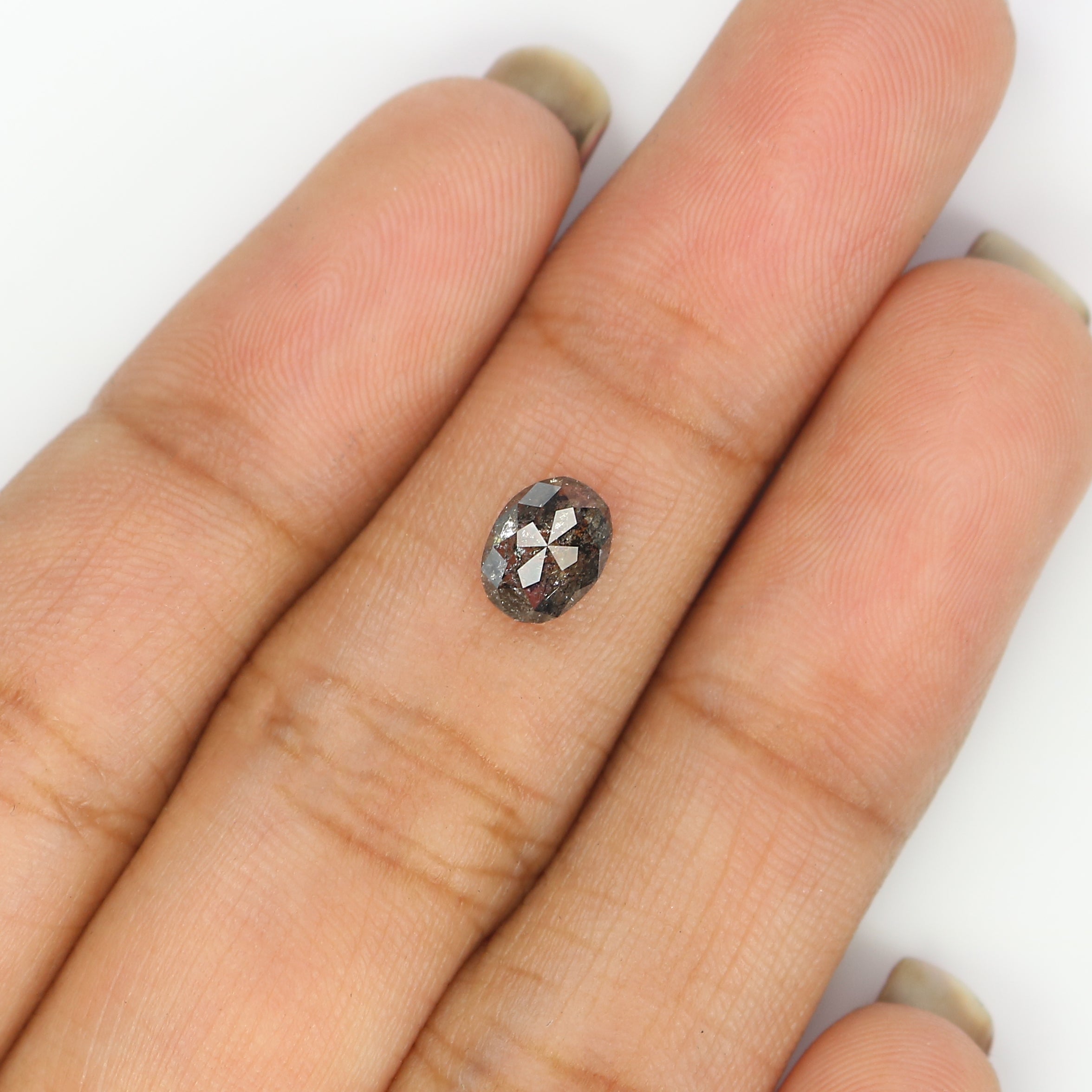 0.78 CT Natural Loose Oval Shape Diamond Salt And Pepper Oval Diamond 6.50 MM Natural Loose Black Grey Diamond Oval Rose Cut Diamond LQ2958