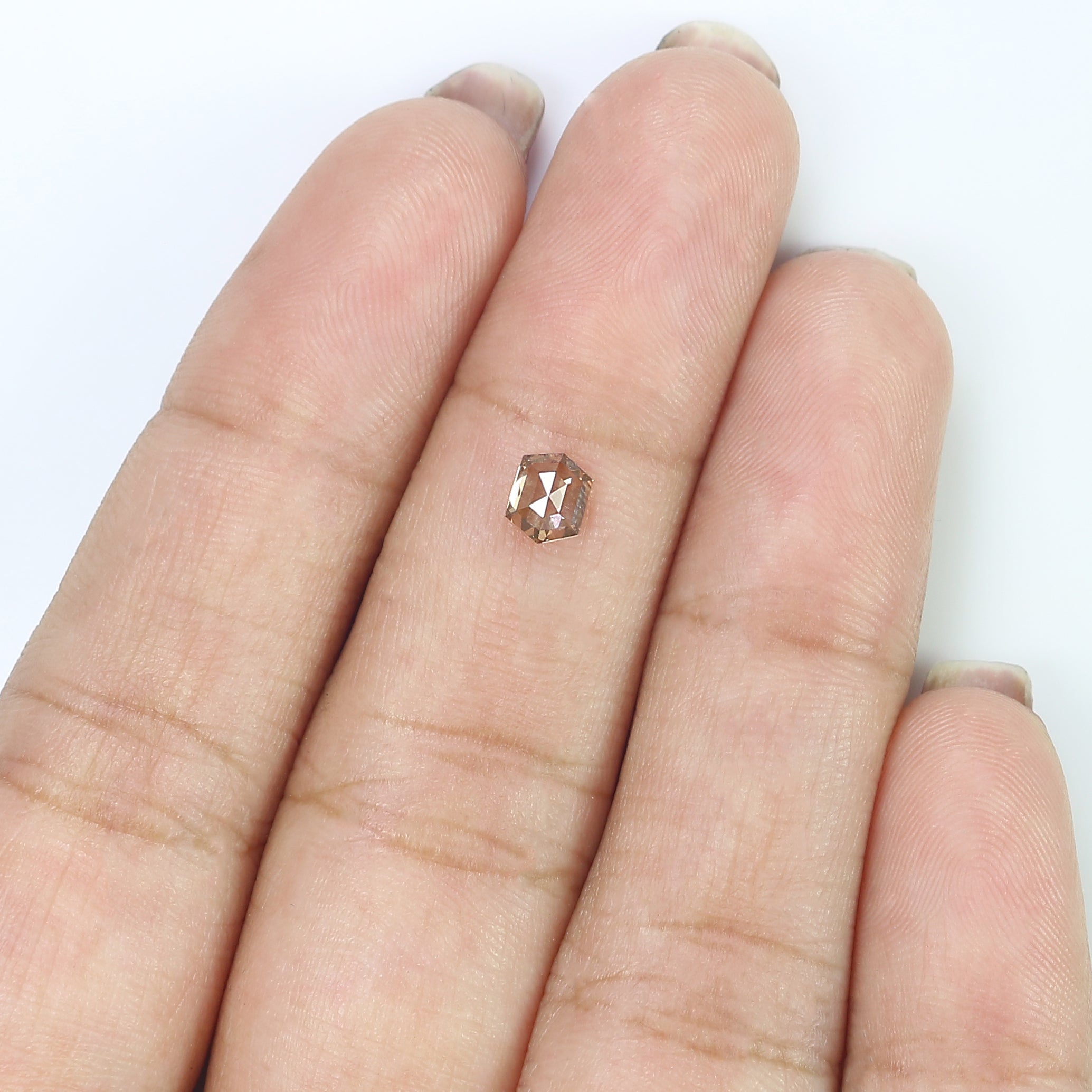0.44 CT Natural Loose Hexagon Shape Diamond Brown Color Hexagon Cut Diamond 4.95 MM Natural Hexagon Shape Rose Cut Brown Color Diamond LQ782