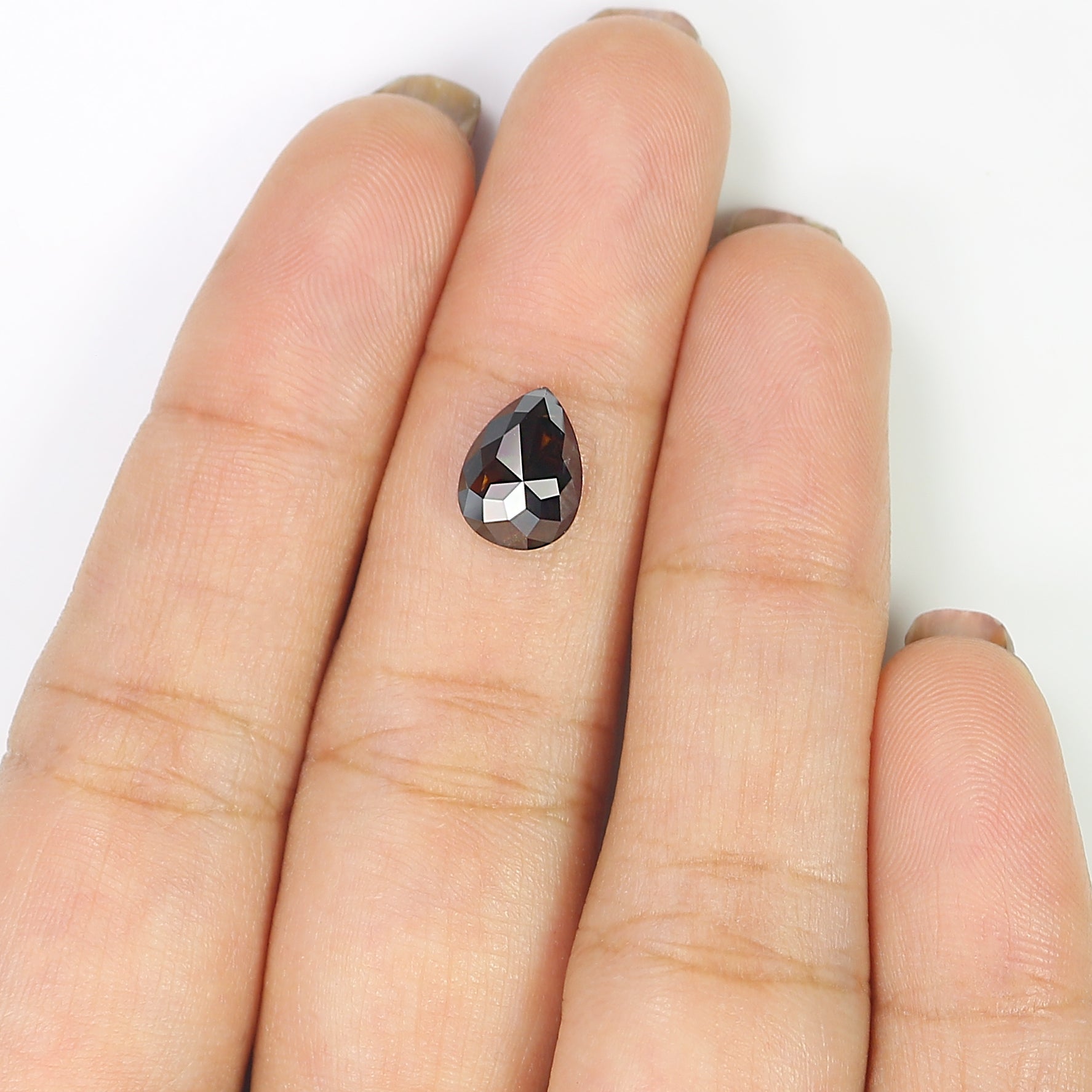 1.86 CT Natural Loose Pear Shape Diamond Brown Color Pear Cut Diamond 9.15 MM Natural Brown Pear Cut Diamond Pear Rose Cut Diamond L3403