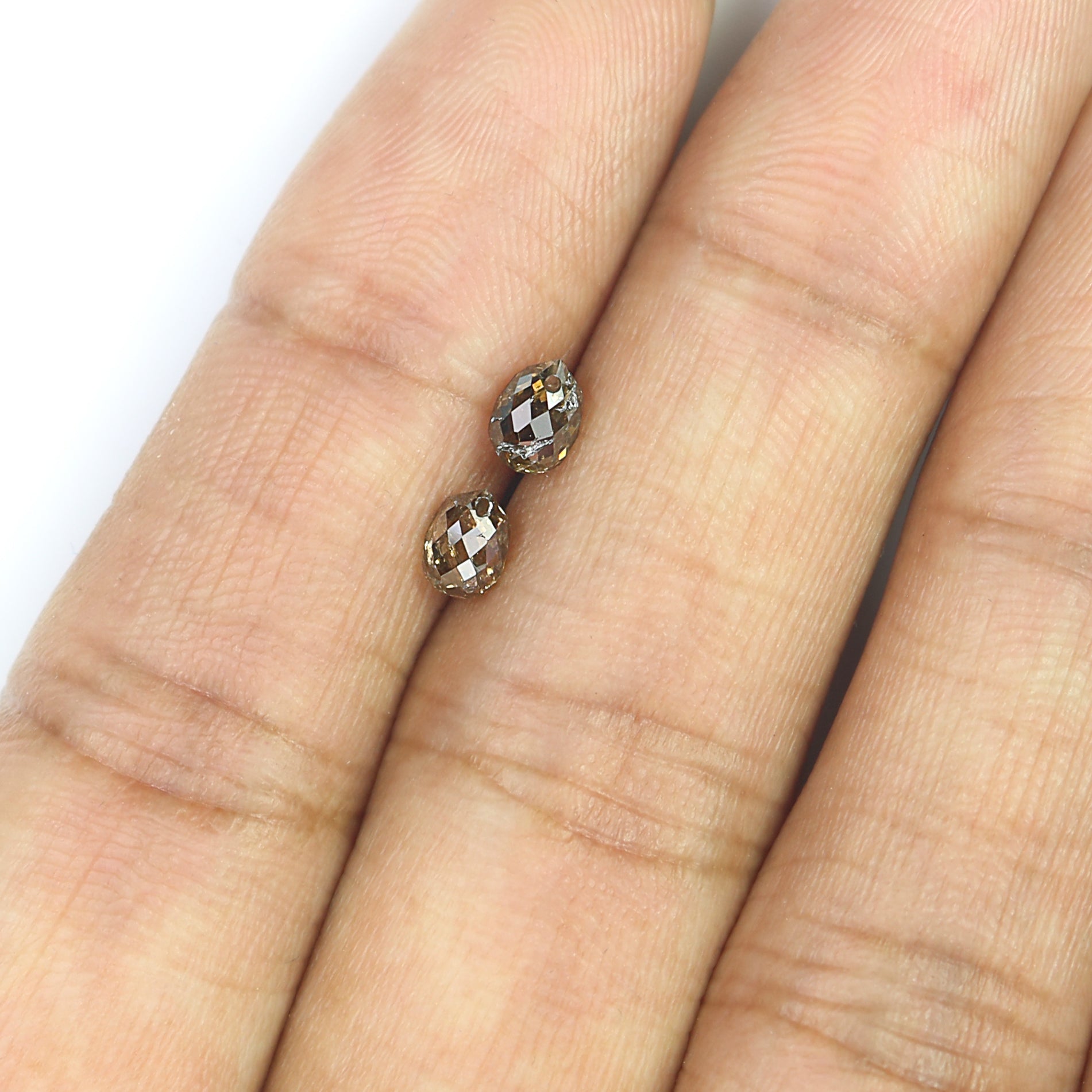 1.11 CT Natural Loose briolette Shape Diamond Brown Color Drop Cut Diamond 4.80 MM Natural Loose Brown Color Drop Rose Cut Diamond N869
