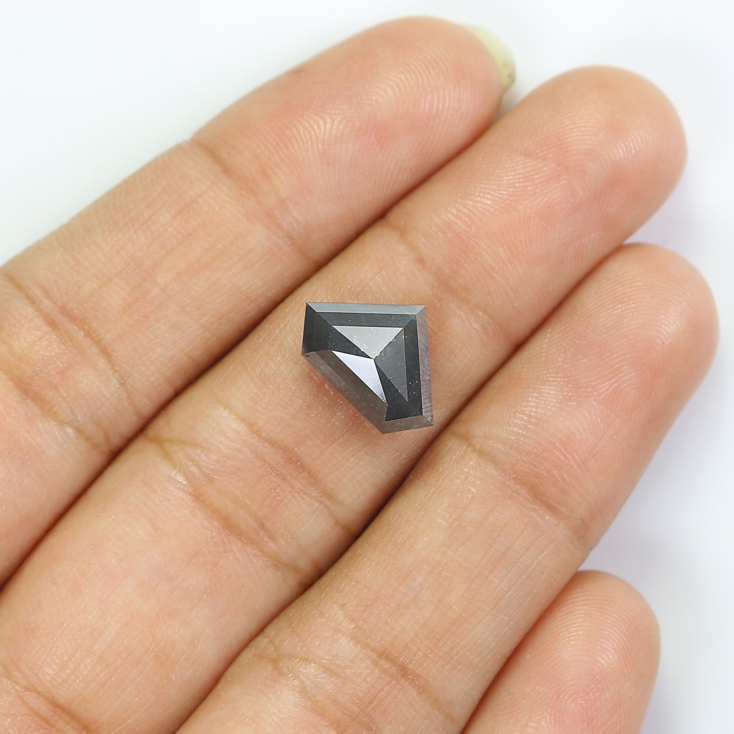 3.67 Ct Natural Loose Shield Shape Diamond Salt And Pepper Shield Shape Diamond 8.90 MM Natural Gray Color Shield Rose Cut Diamond QL982