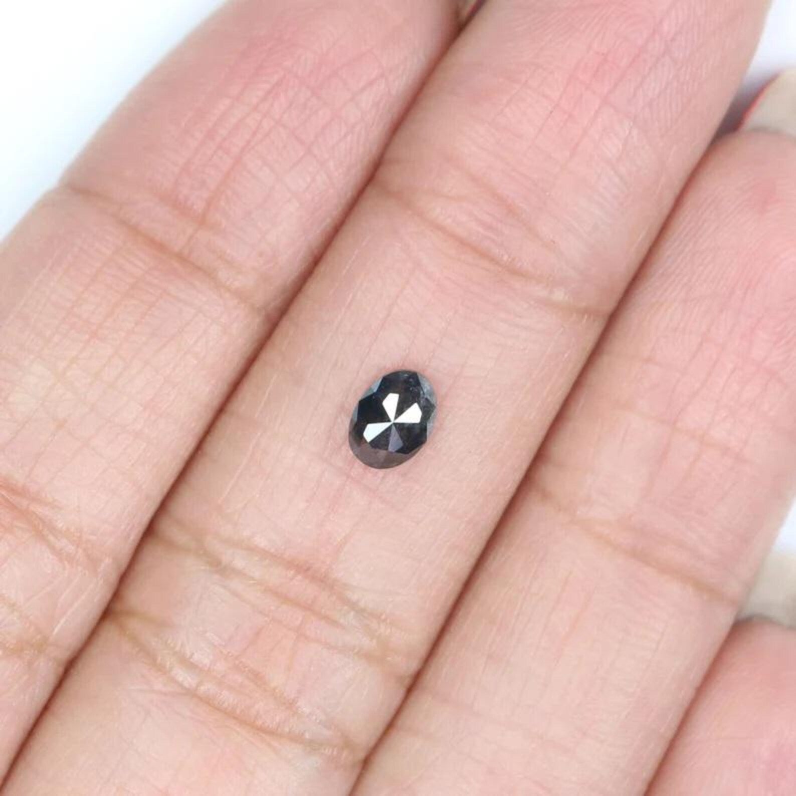 0.39 CT Natural Loose Oval Shape Diamond Salt And Pepper Oval Diamond 5.20 MM Natural Loose Black Grey Color Oval Rose Cut Diamond NQ2105