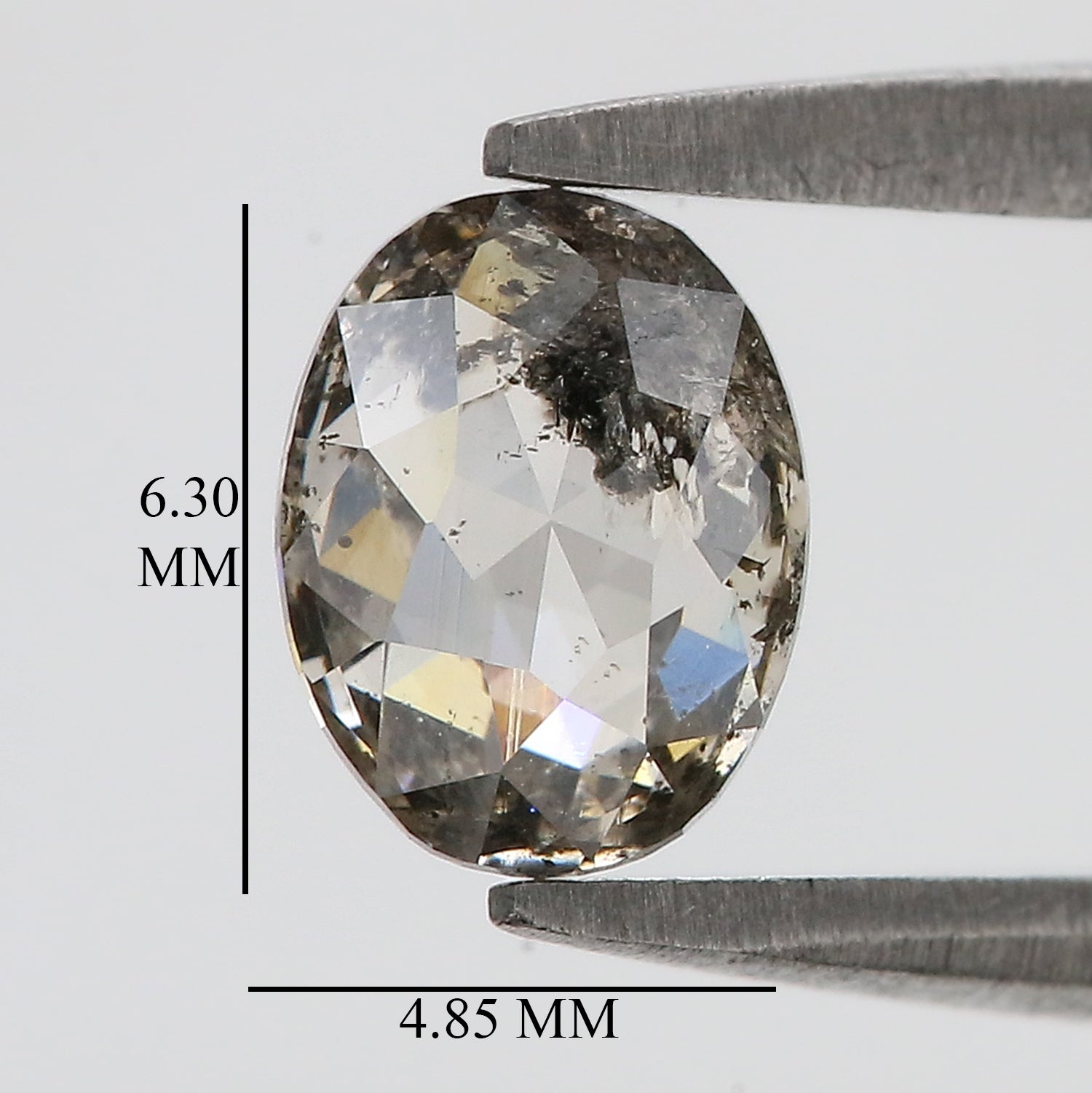 0.71 CT Natural Loose Oval Shape Diamond Salt And Pepper Oval Diamond 6.30 MM Natural Loose Black Grey Diamond Oval Rose Cut Diamond QL339