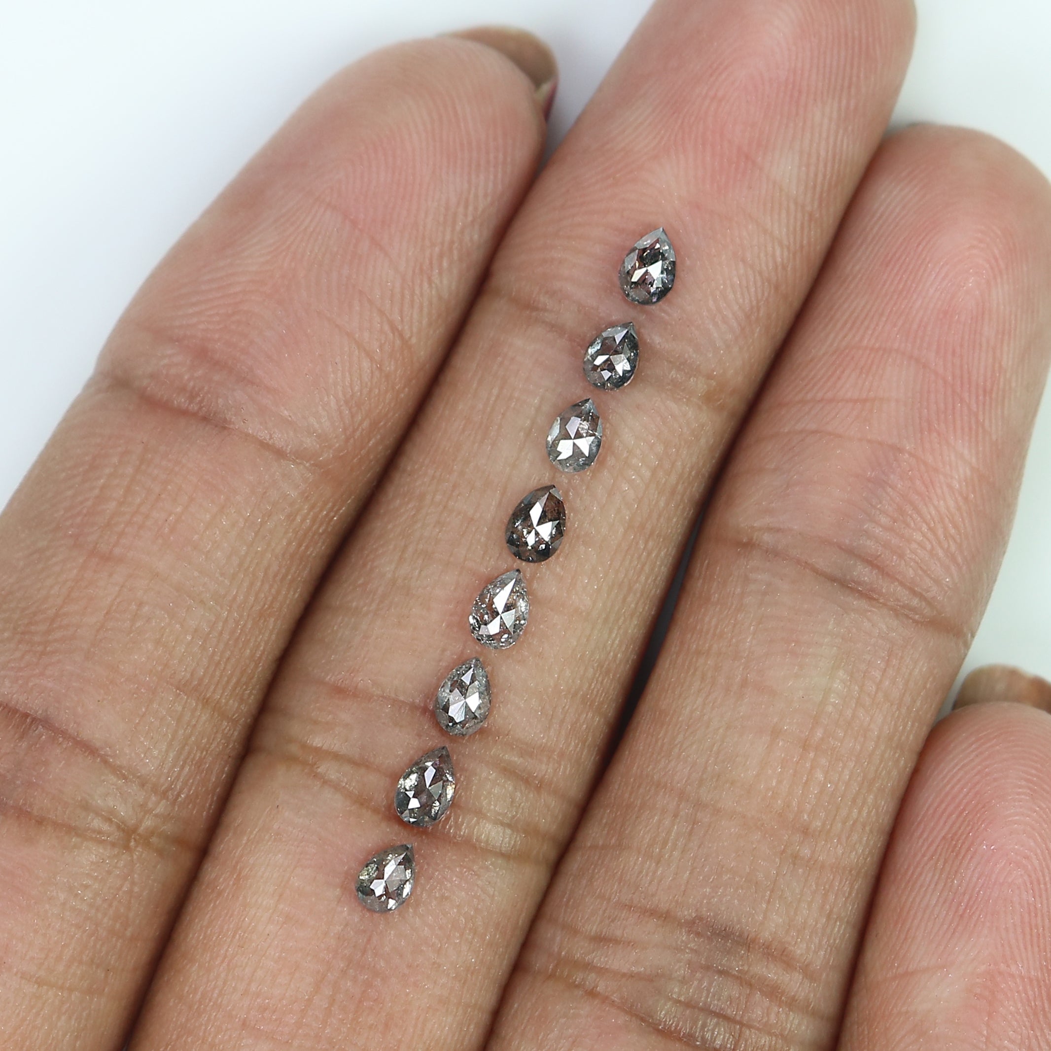 0.93 CT Natural Loose Pear Shape Diamond Salt And Pepper Pear Diamond 3.50 MM Natural Loose Black Grey Color Pear Rose Cut Diamond LQ1295