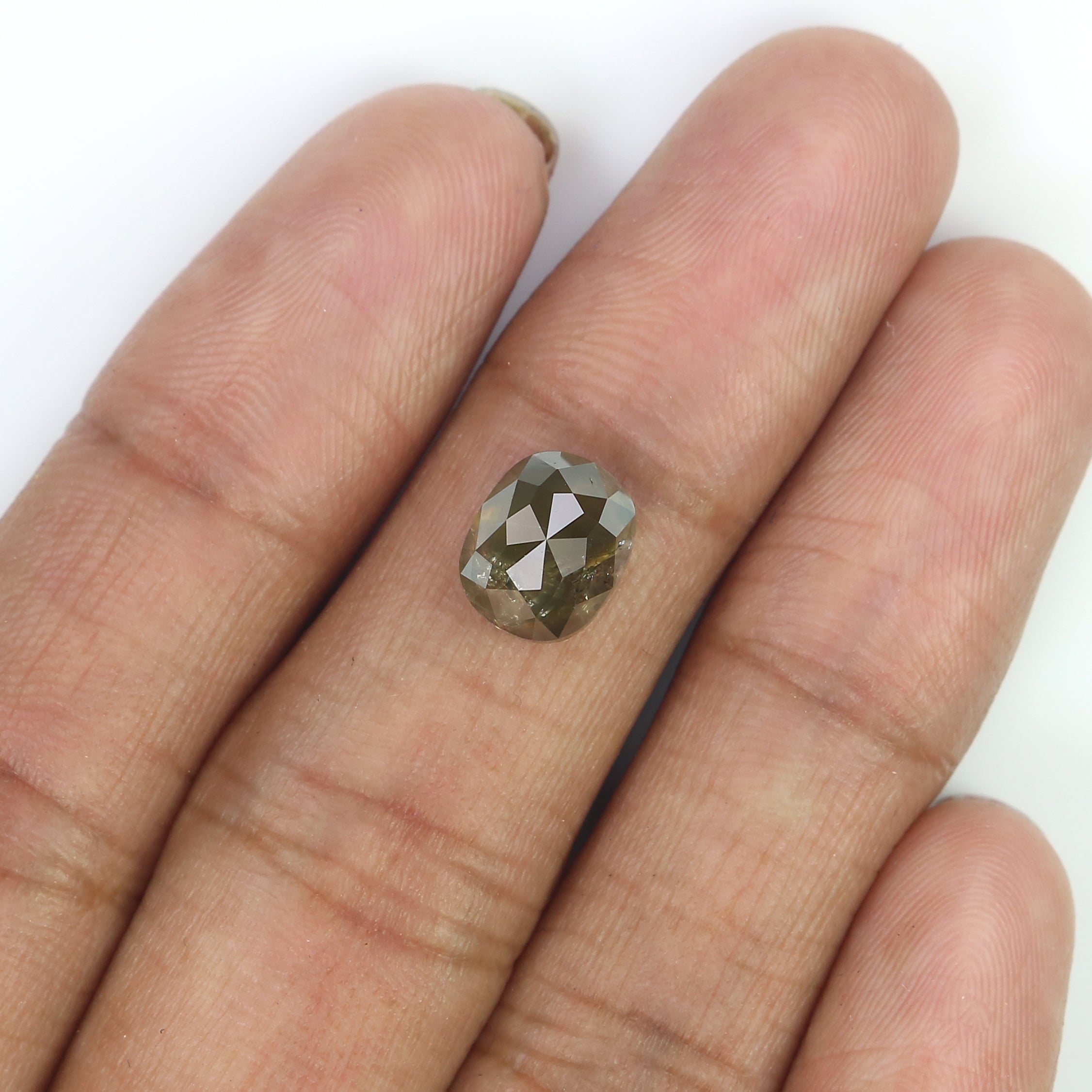 2.77 CT Natural Loose Oval Shape Diamond Green Brown Color Oval Cut Diamond 8.75 MM Natural Green Brown Diamond Oval Rose Cut Diamond QK2155