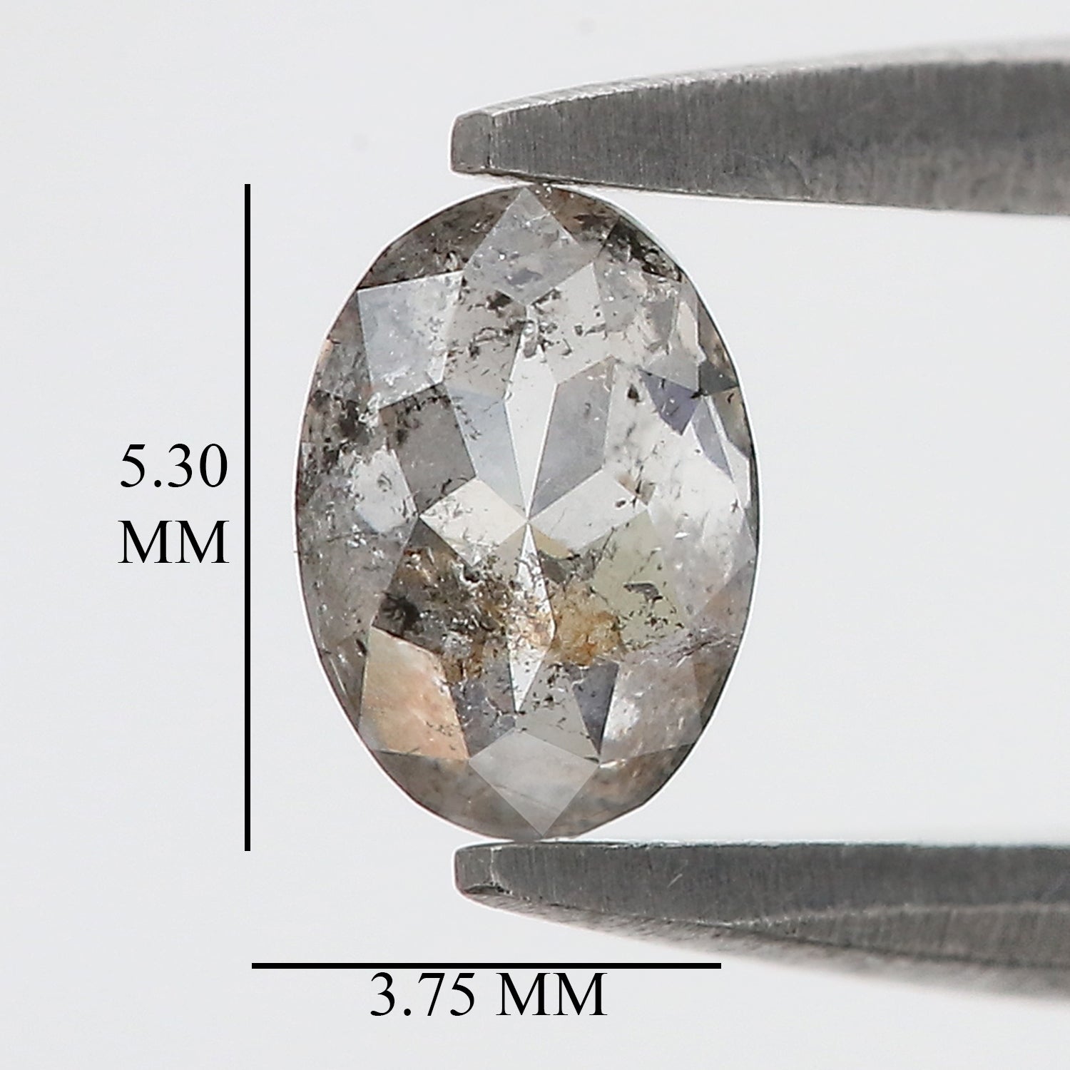 0.34 CT Natural Loose Oval Shape Diamond Salt And Pepper Oval Rose Cut Diamond 5.30 MM Black Grey Color Oval Shape Rose Cut Diamond KQ2281