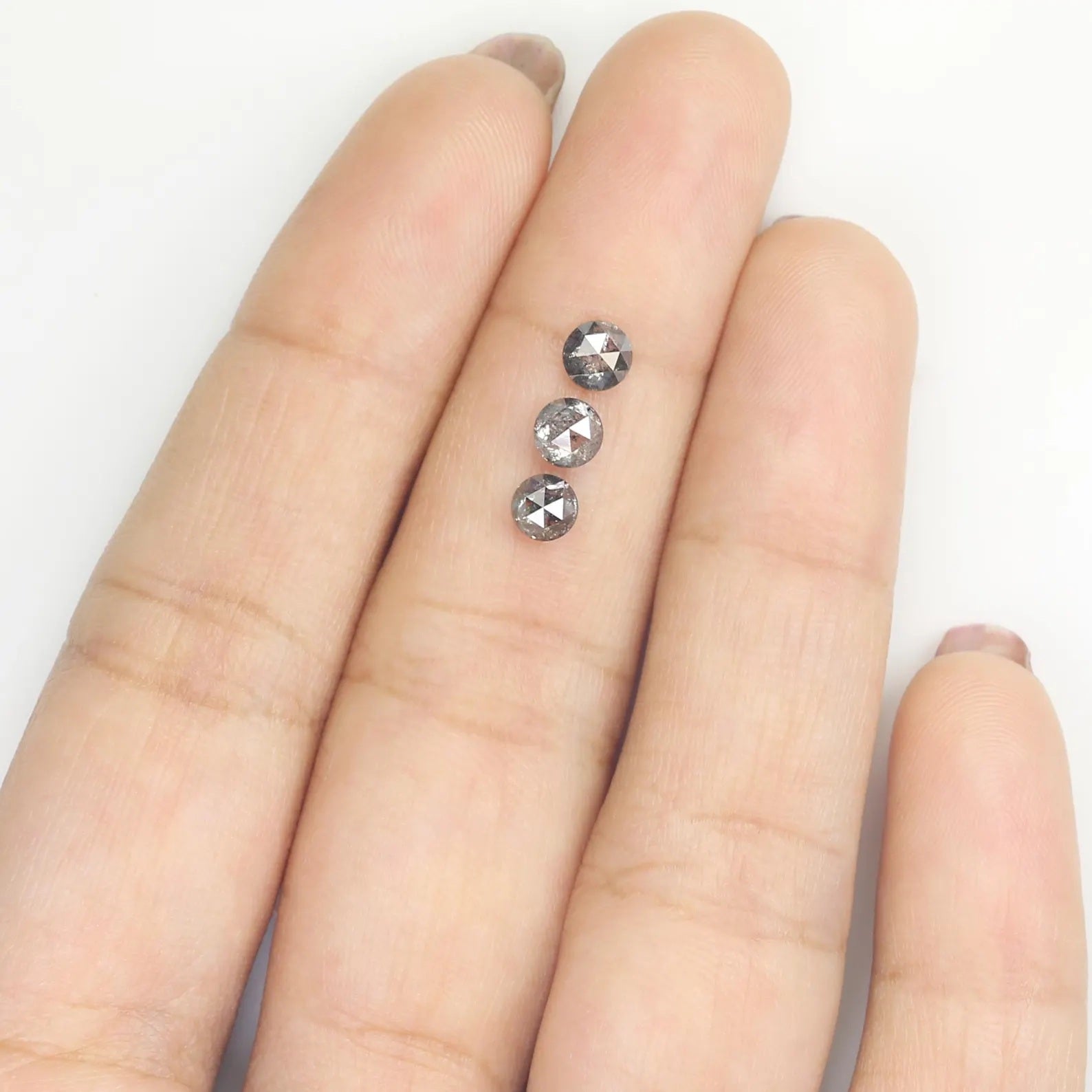 0.95 CT Natural Loose Round Shape Diamond Salt And Pepper Round Diamond 4.15 MM Natural Loose Black Grey Color Round Rose Cut Diamond NQ2335