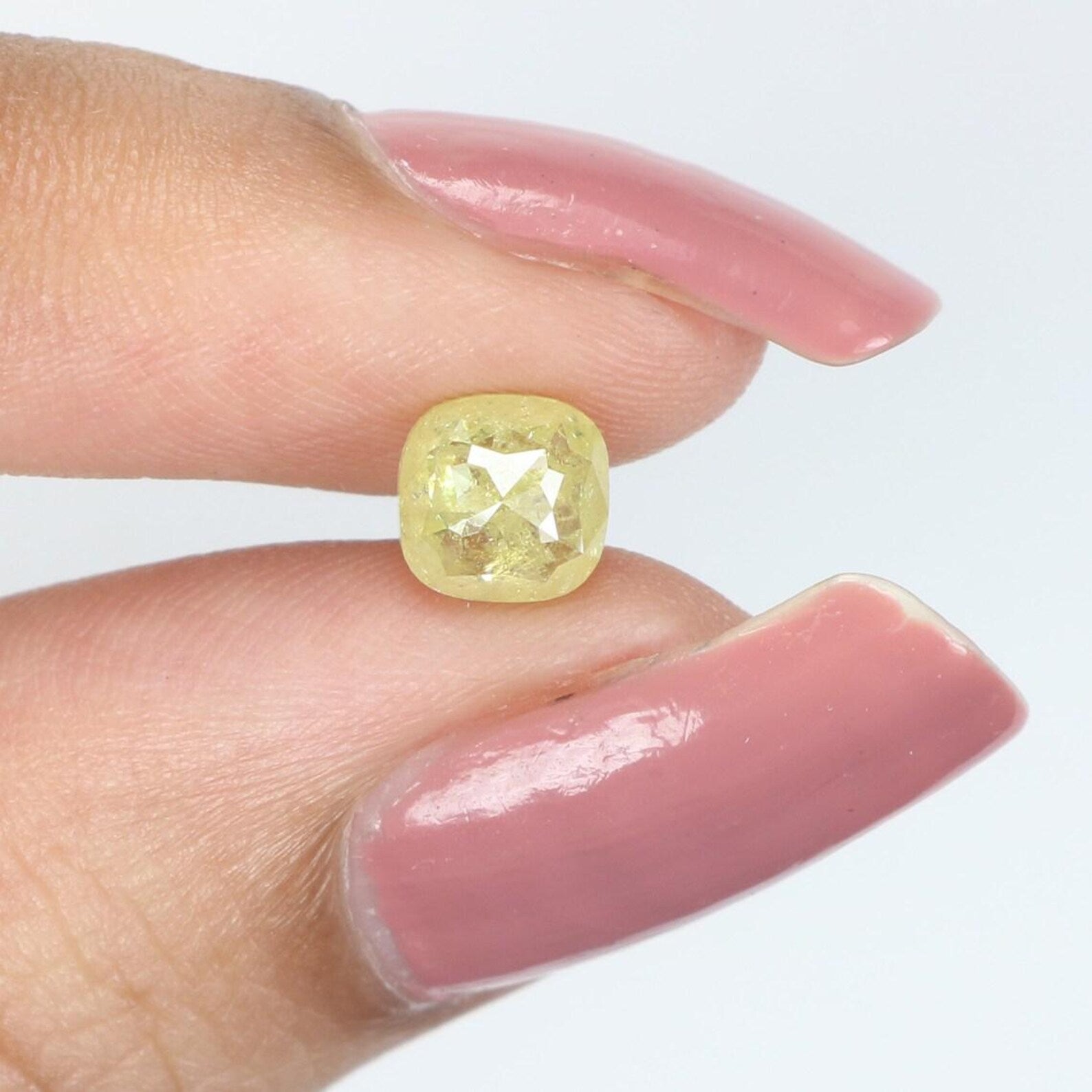 0.74 Ct Natural Loose Cushion Shape Diamond Cushion Yellow Color Cushion Diamond 5.60 MM Natural Loose Yellow Color Cushion Rose Cut NQ319