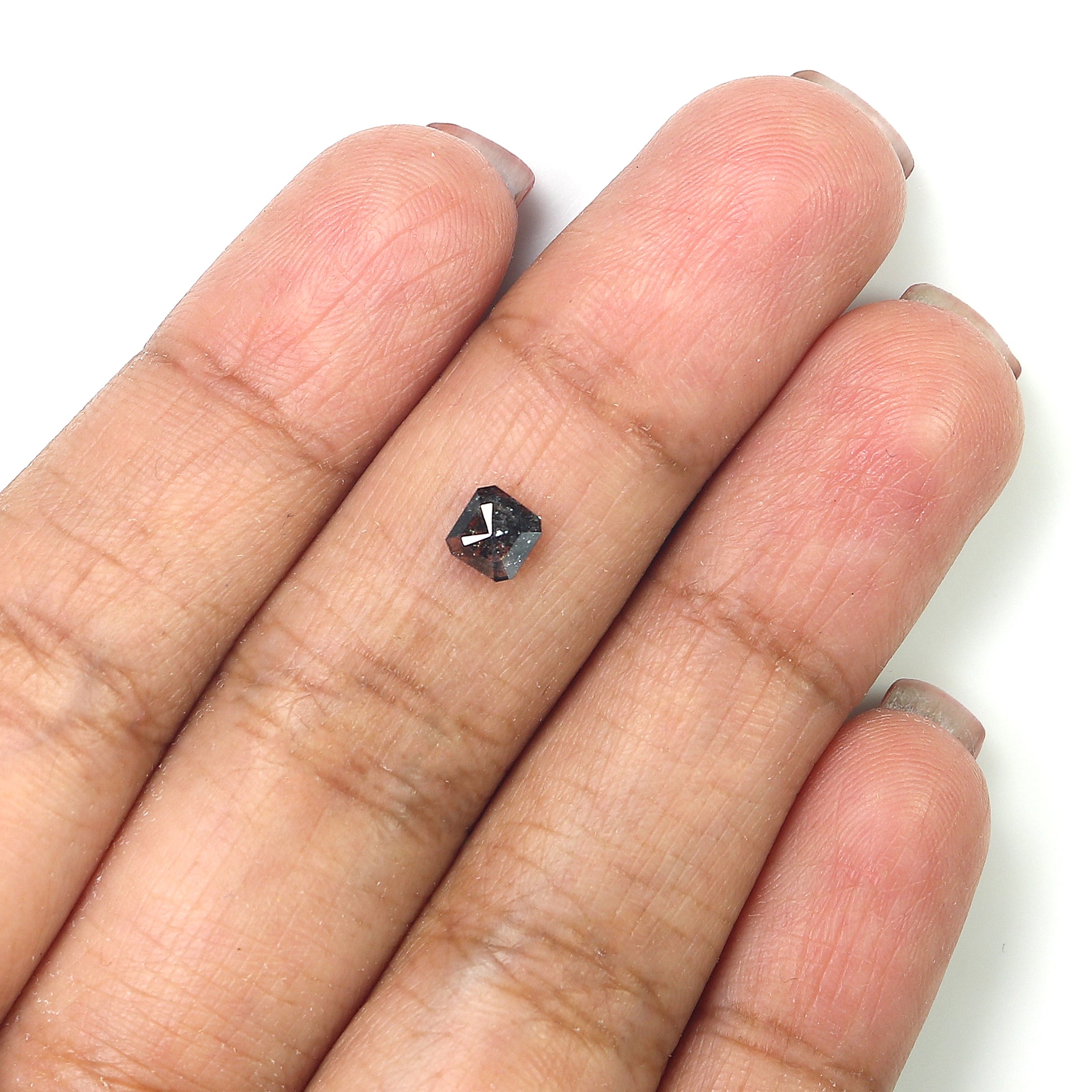 0.47 CT Natural Loose Emerald Shape Diamond Salt And Pepper Emerald Shape Diamond 4.50 MM Black Grey Color Emerald Rose Cut Diamond QL6853