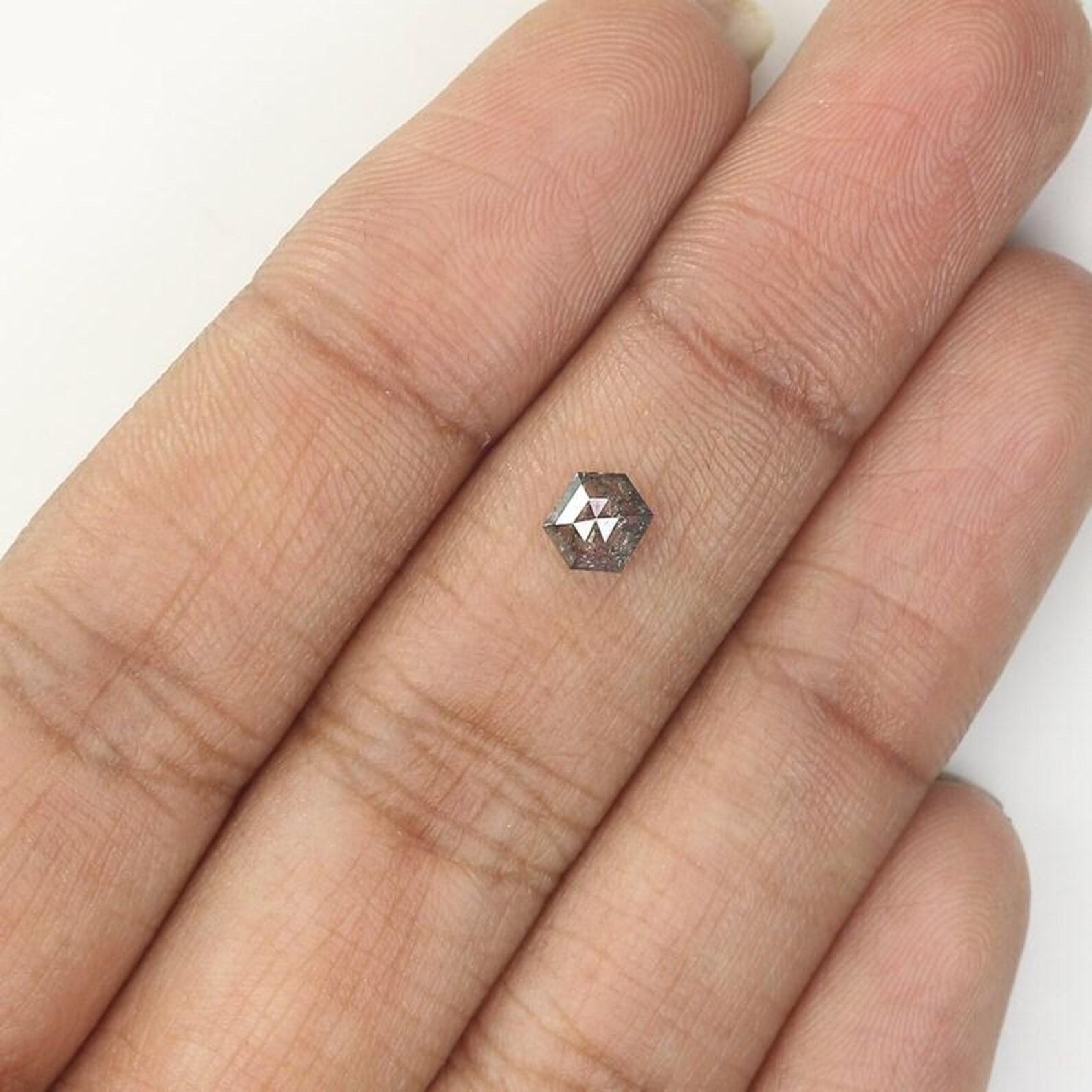 0.43 CT Natural Loose Hexagon Shape Diamond Salt And Pepper Hexagon Diamond 5.10 MM Natural Black Grey Color Hexagon Rose Cut Diamond NQ1511