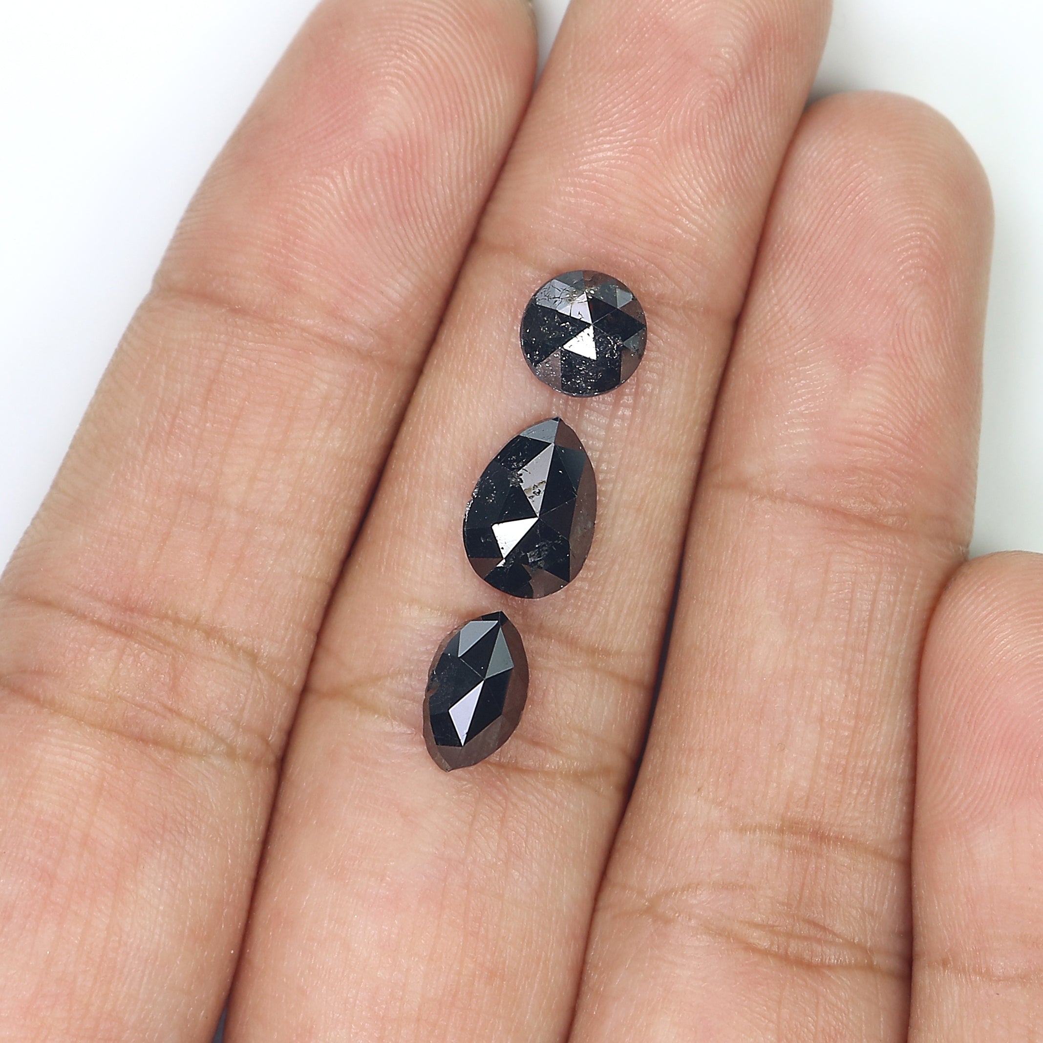 3.72 CT Natural Loose Mix Shape Diamond Black Color Mix Shape Diamond 6.30 MM Natural Loose Black Color Mix Shape Rose Cut Diamond LQ1728