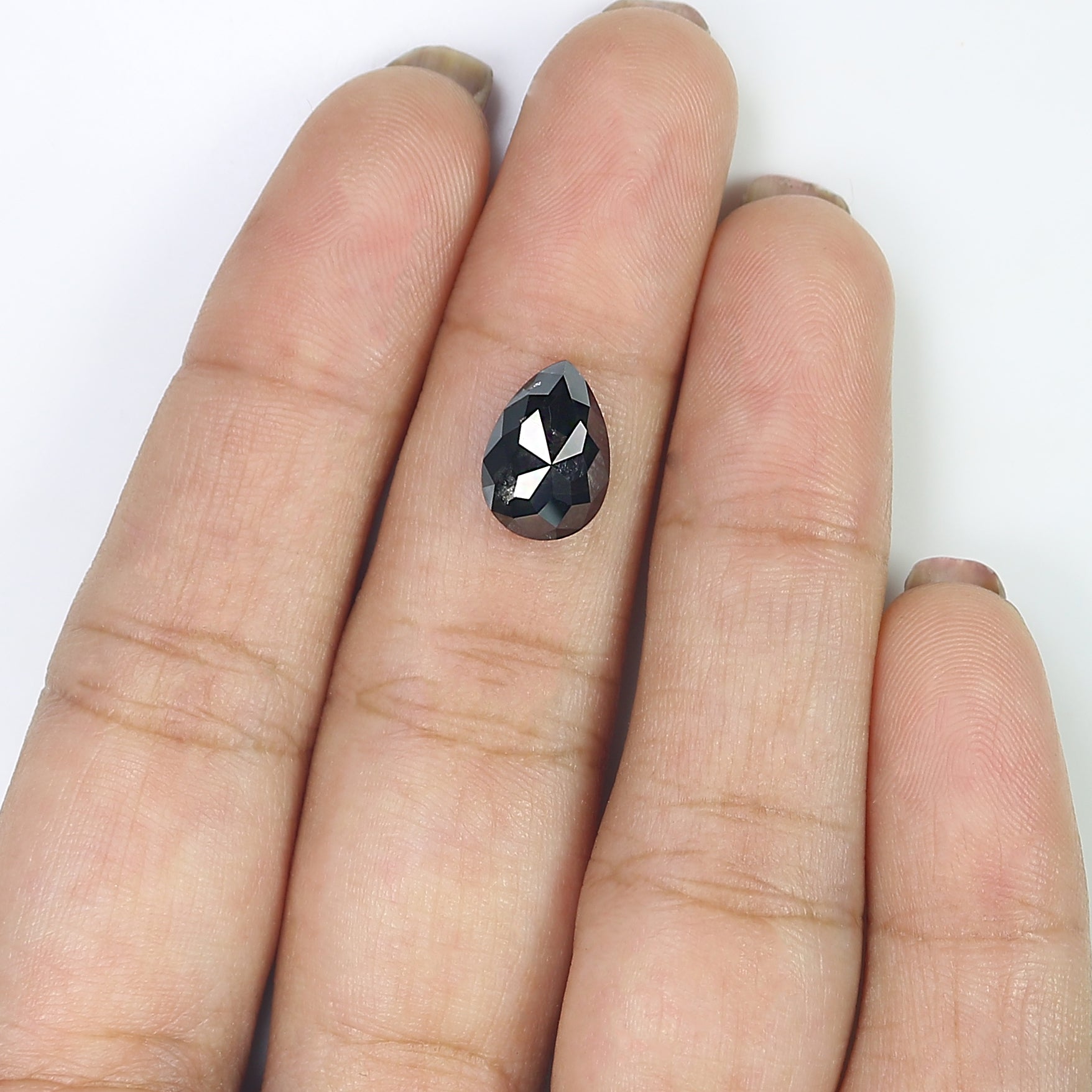 2.85 CT Natural Loose Pear Shape Diamond Black Color Pear Cut Diamond 10.70 MM Natural Black Pear Diamond Rose Cut Diamond L3404