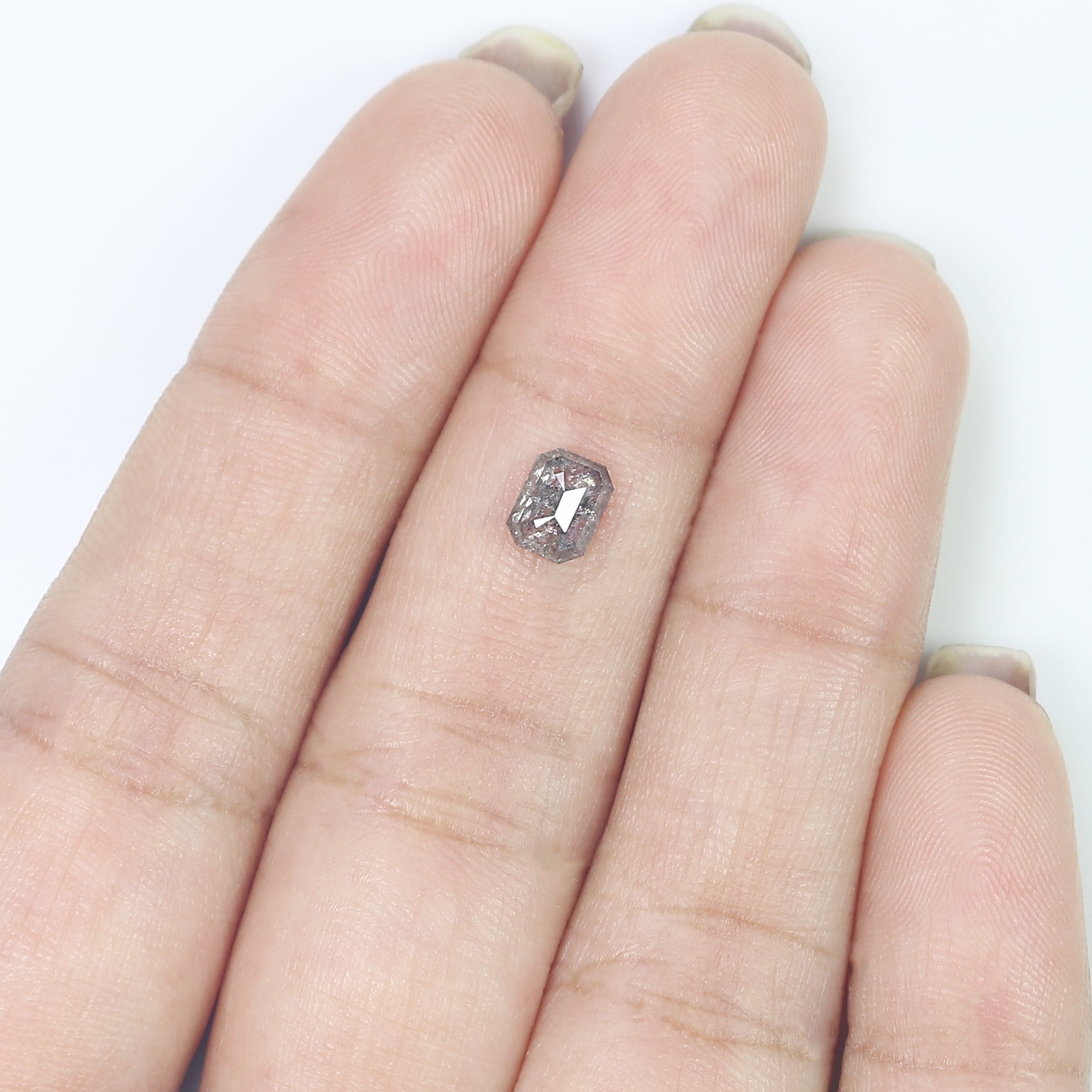 0.73 CT Natural Loose Emerald Shape Diamond Salt And Pepper Emerald Cut Diamond 5.70 MM Natural Emerald Shape Rose Cut Diamond LQ1187