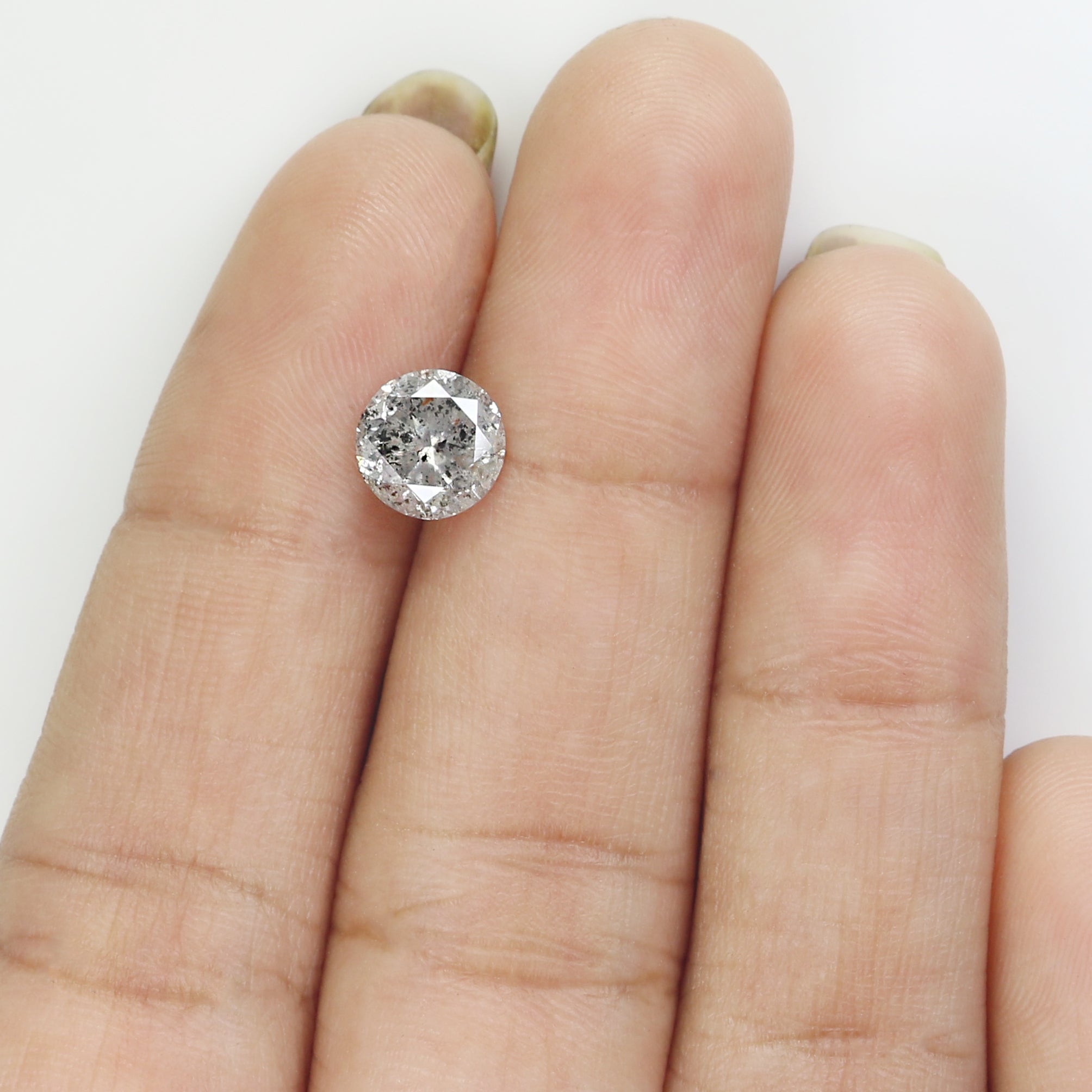 1.53 CT Natural Loose Round Shape Diamond Salt And Pepper Round Diamond 7.05 MM Natural Black Gray Color Round Brilliant Cut Diamond L3462